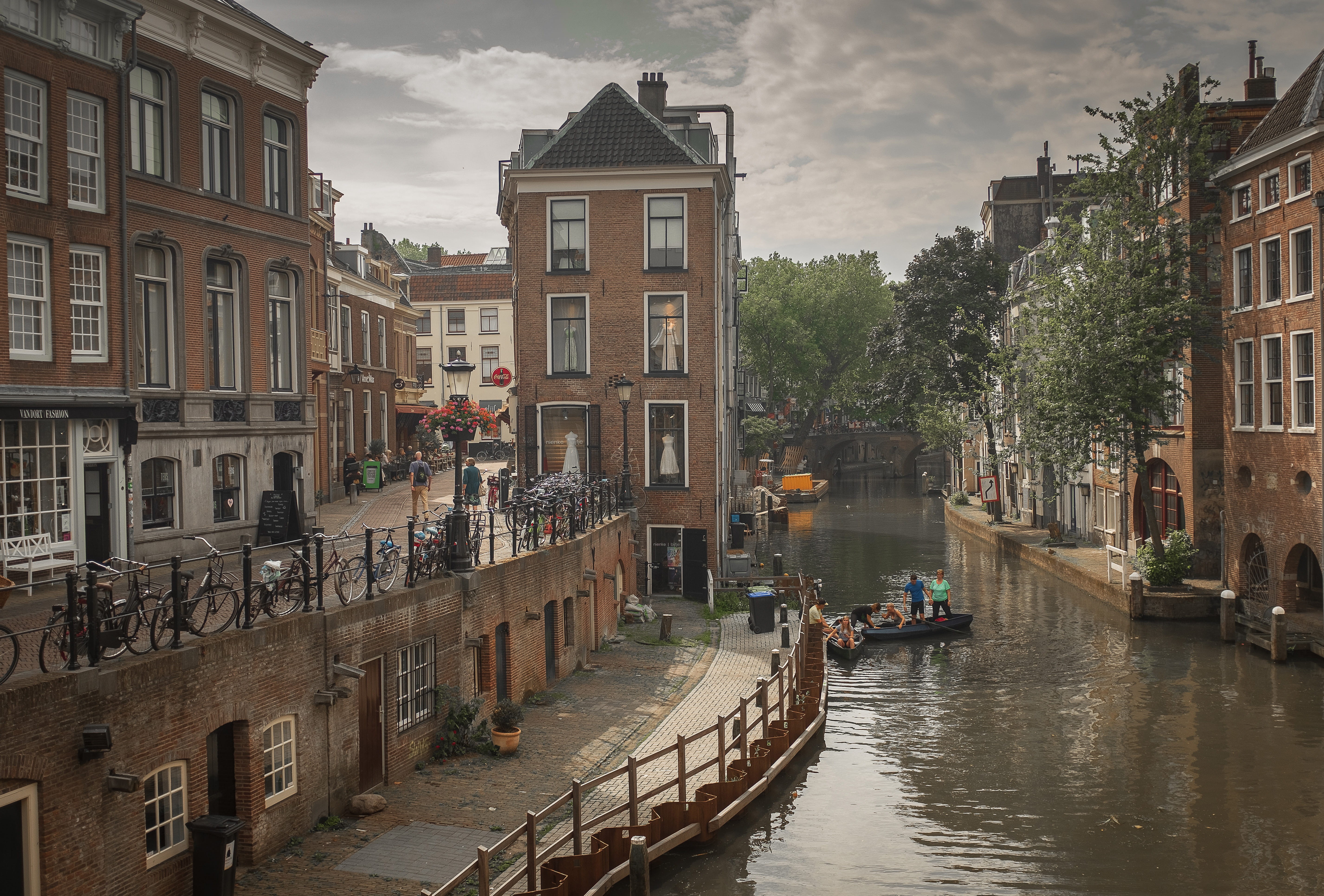 sky, canal, built structure, day, passenger craft, plant, tree, outdoors, water, 5K, waterfront, mode of transportation, transportation, incidental people, HD Wallpaper