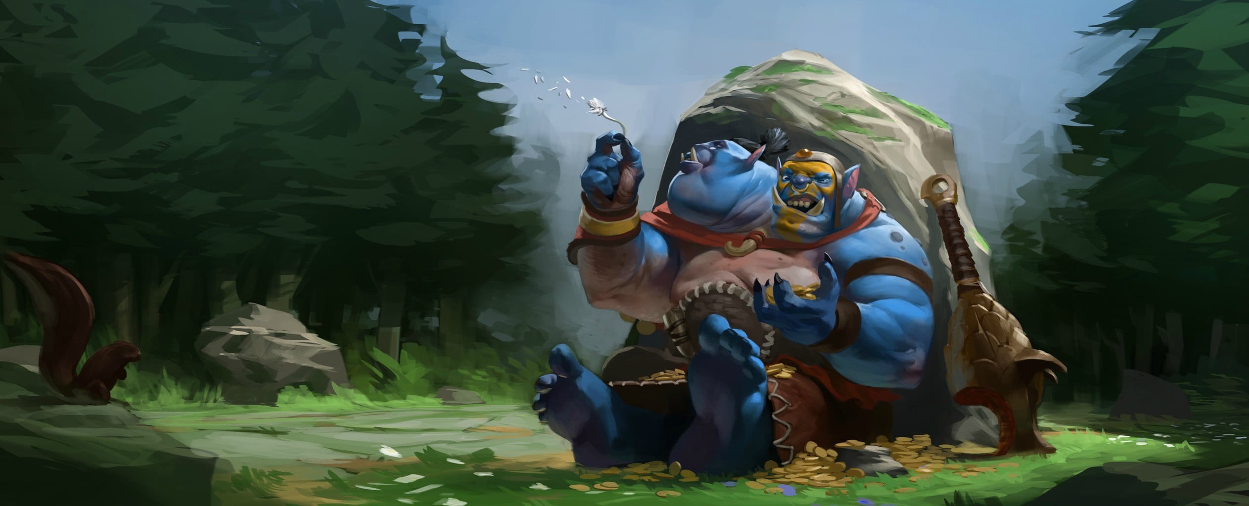 artwork, clothing, magi, reflection, gesturing, plant part, Ogre Magi, Dota 2, marine, 1080P, one person, nature, green color, real people, leisure activity, HD Wallpaper