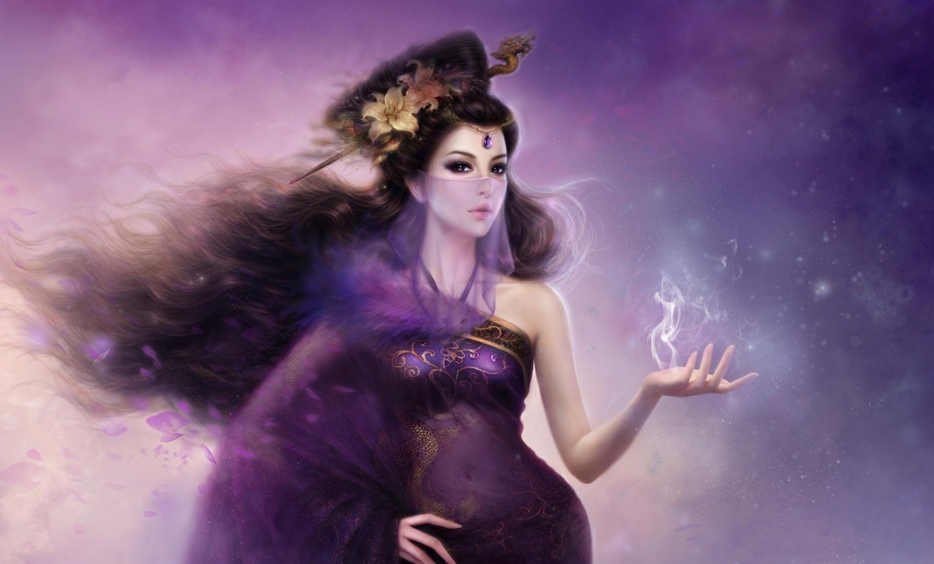 e, beautiful, hair, ruoxing zhang, 1080P, princess, chang, dress, dreamer, digital art, soul, prett, lovely, HD Wallpaper