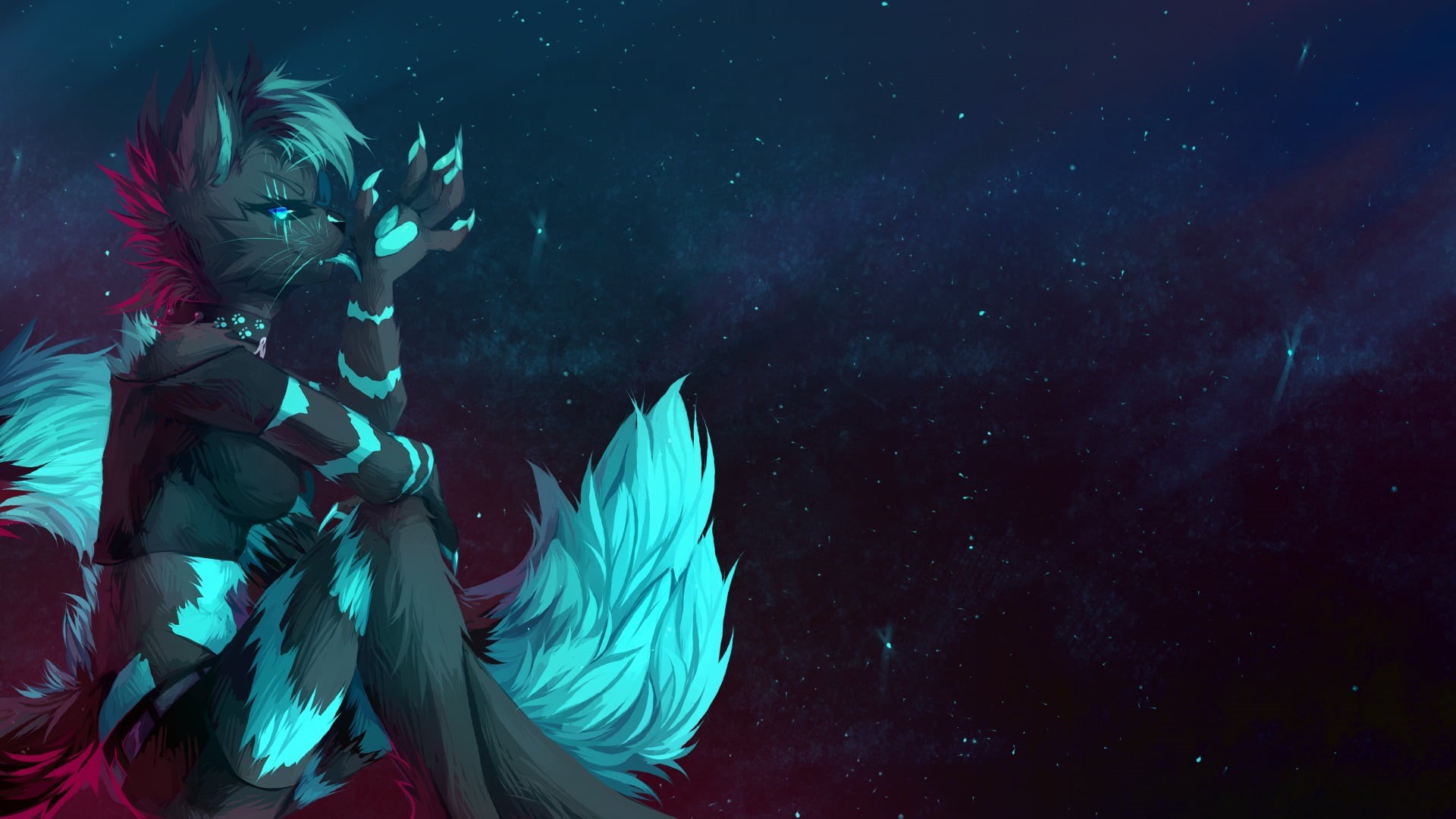 illustration, motion, angel, star - space, creativity, performance, space, 1080P, outdoors, nature, fox, night, event, Anthro, arts culture and entertainment, HD Wallpaper