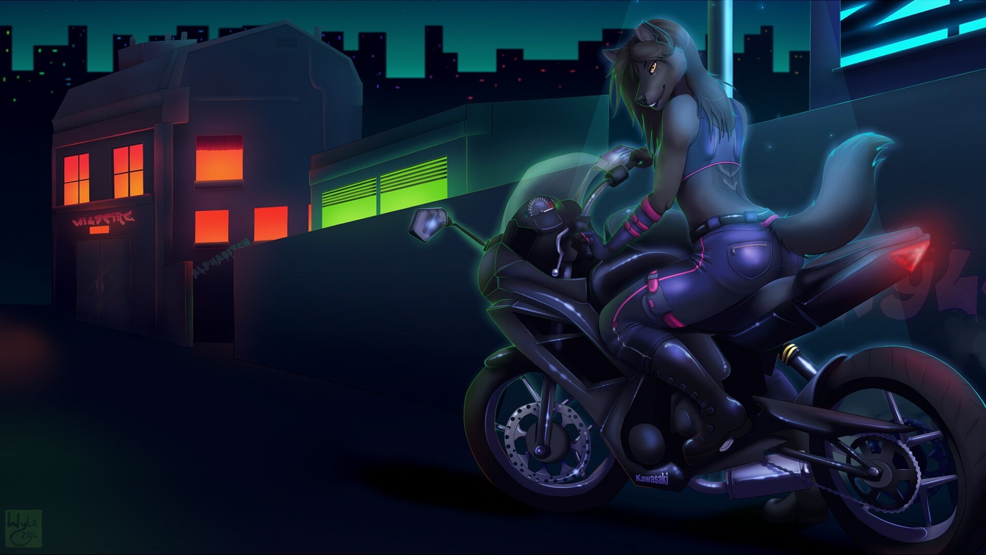 built structure, lifestyles, night, real people, furry, city, Anthro, mode of transportation, illuminated, ride, representation, women, full length, purple, HD Wallpaper