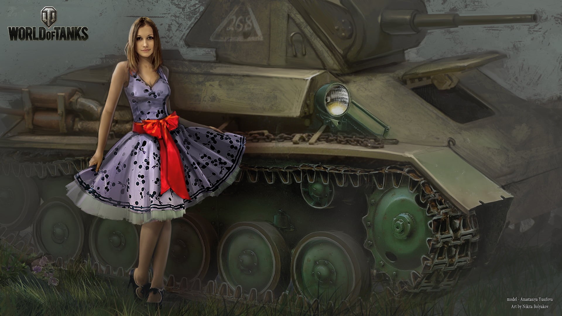 leisure activity, day, summer, weapon, beautiful, women, army, Wargaming.Net, retro Styled, BigWorld, standing, WoT, headlight, young women, HD Wallpaper