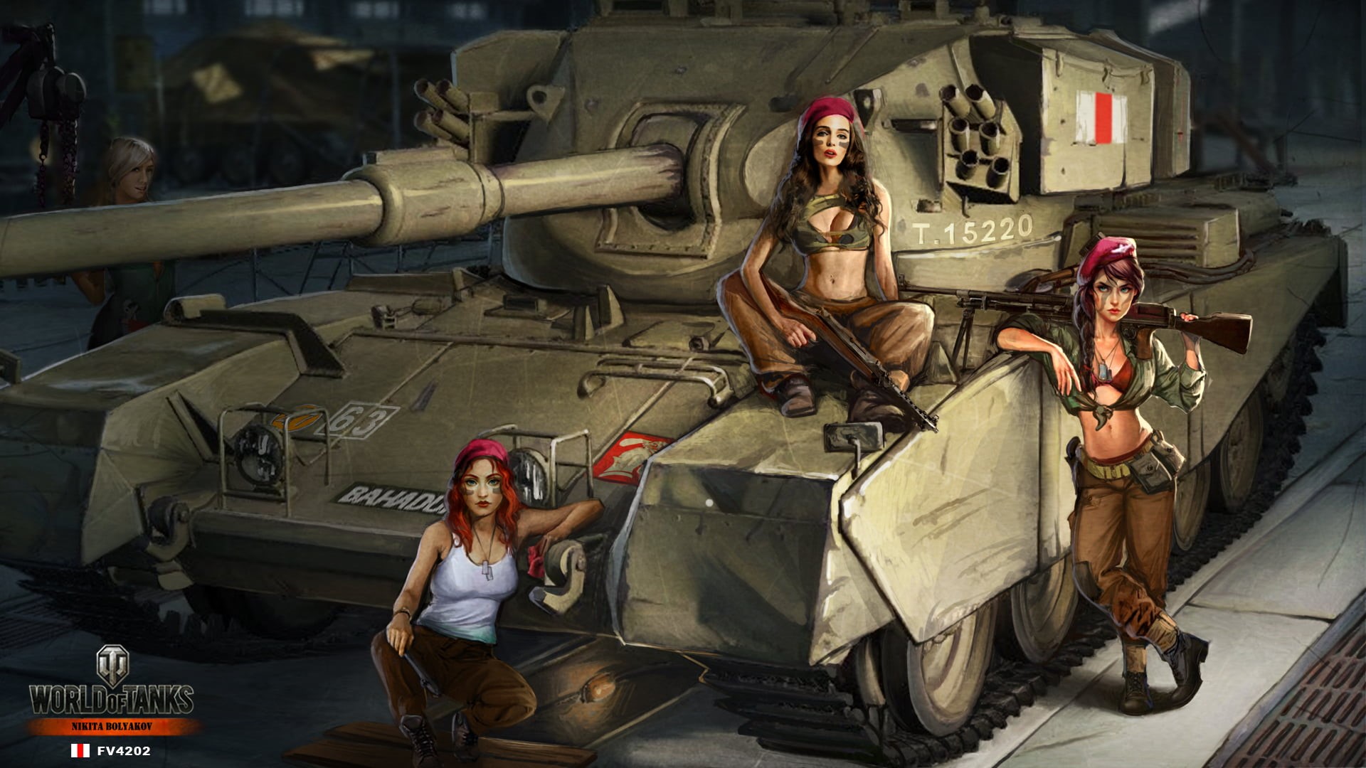 architecture, tank, hangar, adult, FV-4202, portrait, art and craft, people, indoors, Nikita Bolyakov, average, land Vehicle, World of Tanks, real people, HD Wallpaper