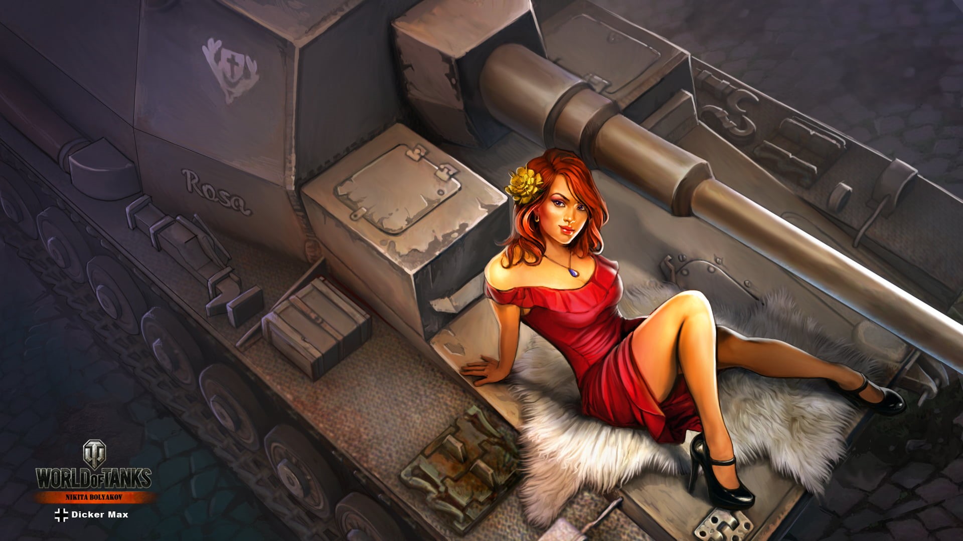 beauty, Dicker Max, the tank, sitting, females, high angle view, lifestyles, full length, front view, female, young women, portrait, World of Tanks, leisure activity, HD Wallpaper