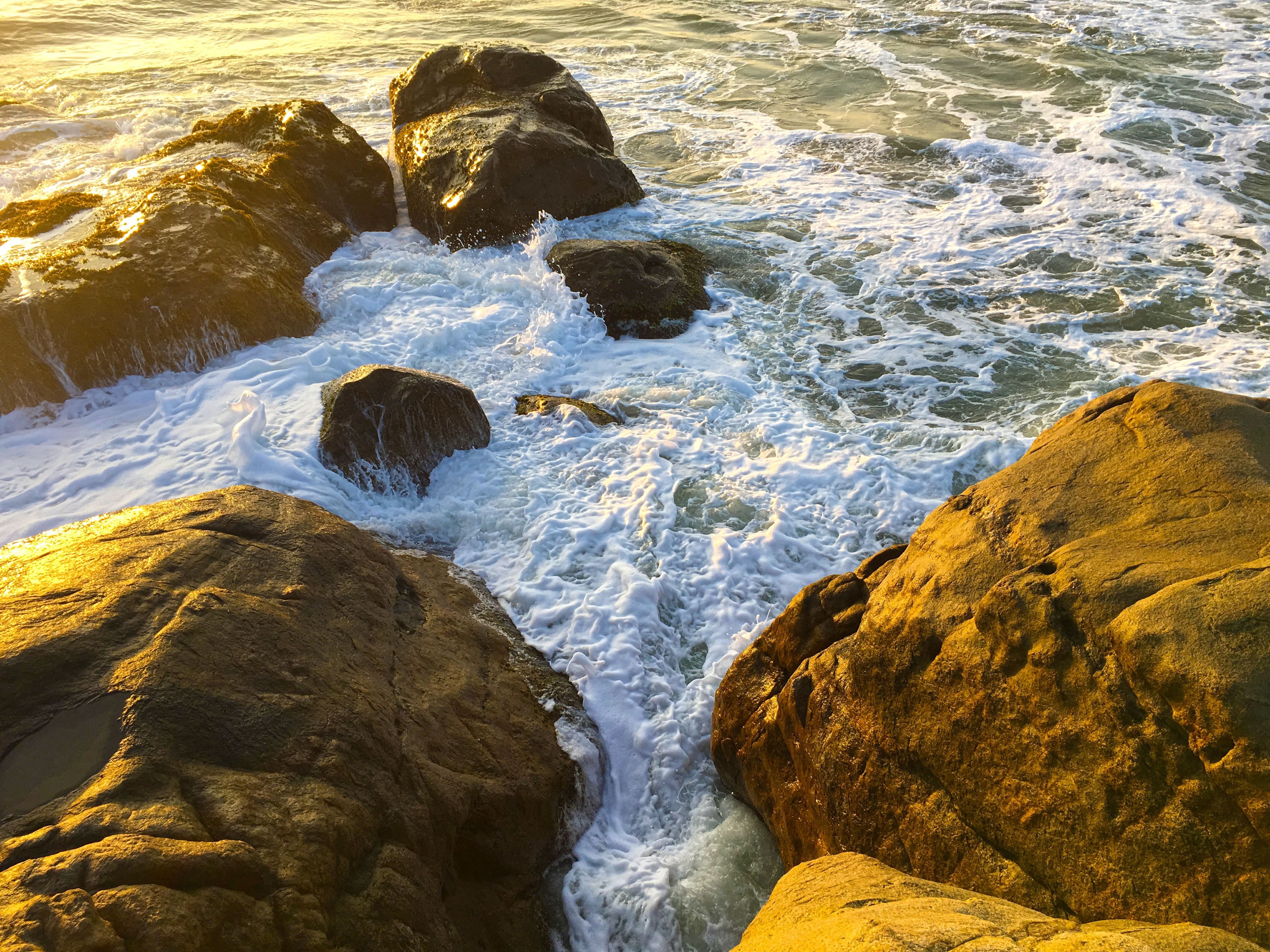 solid, land, rock - object, no people, sport, beauty in nature, water, motion, nature, outdoors, power in nature, rock formation, flowing water, high angle view, HD Wallpaper