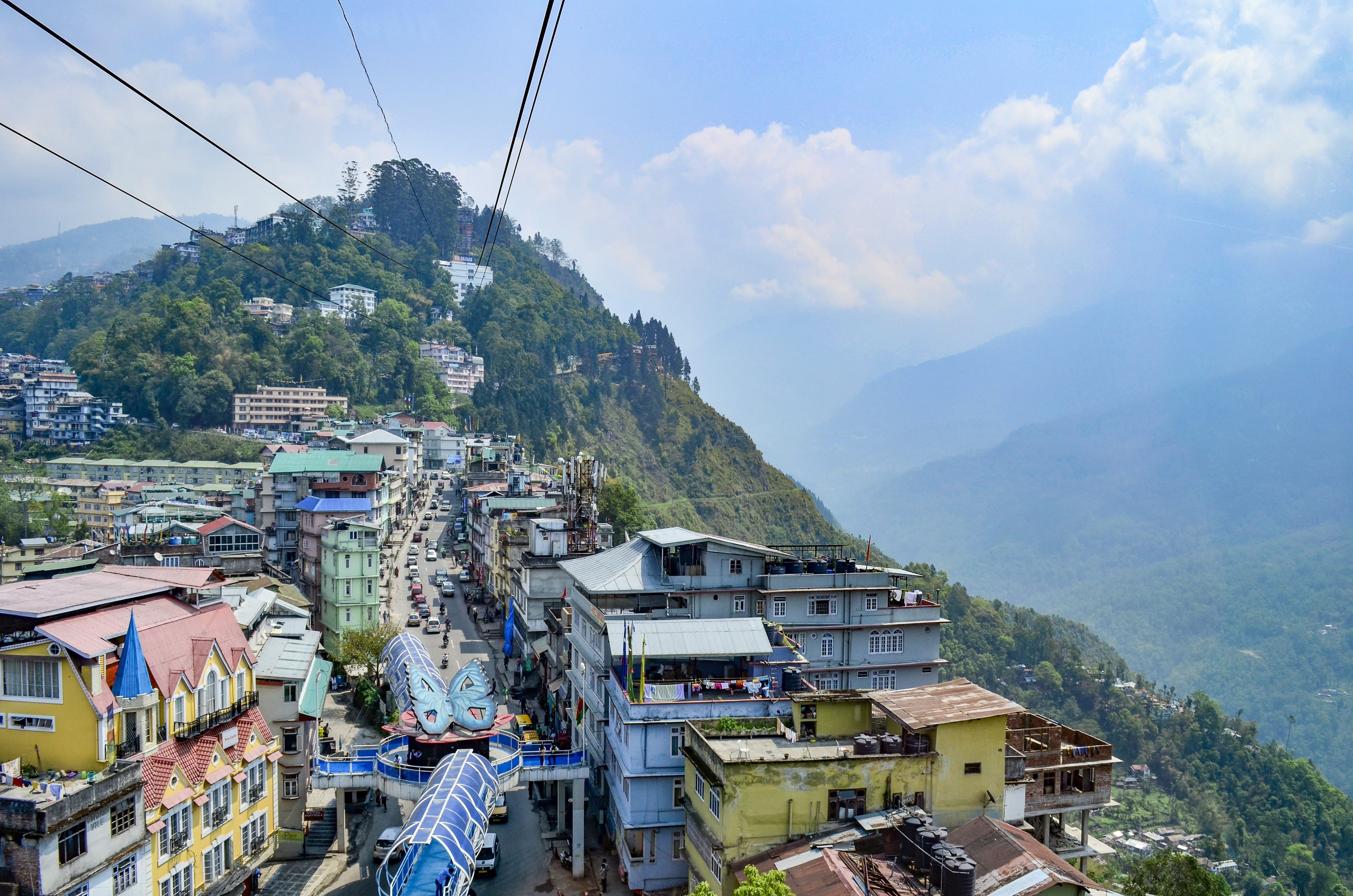 tourism, green color, mountain, vacation, architecture, hill station, nature, outdoors, tourist, holiday, day, tree, scenics - nature, city, cable, trip, HD Wallpaper