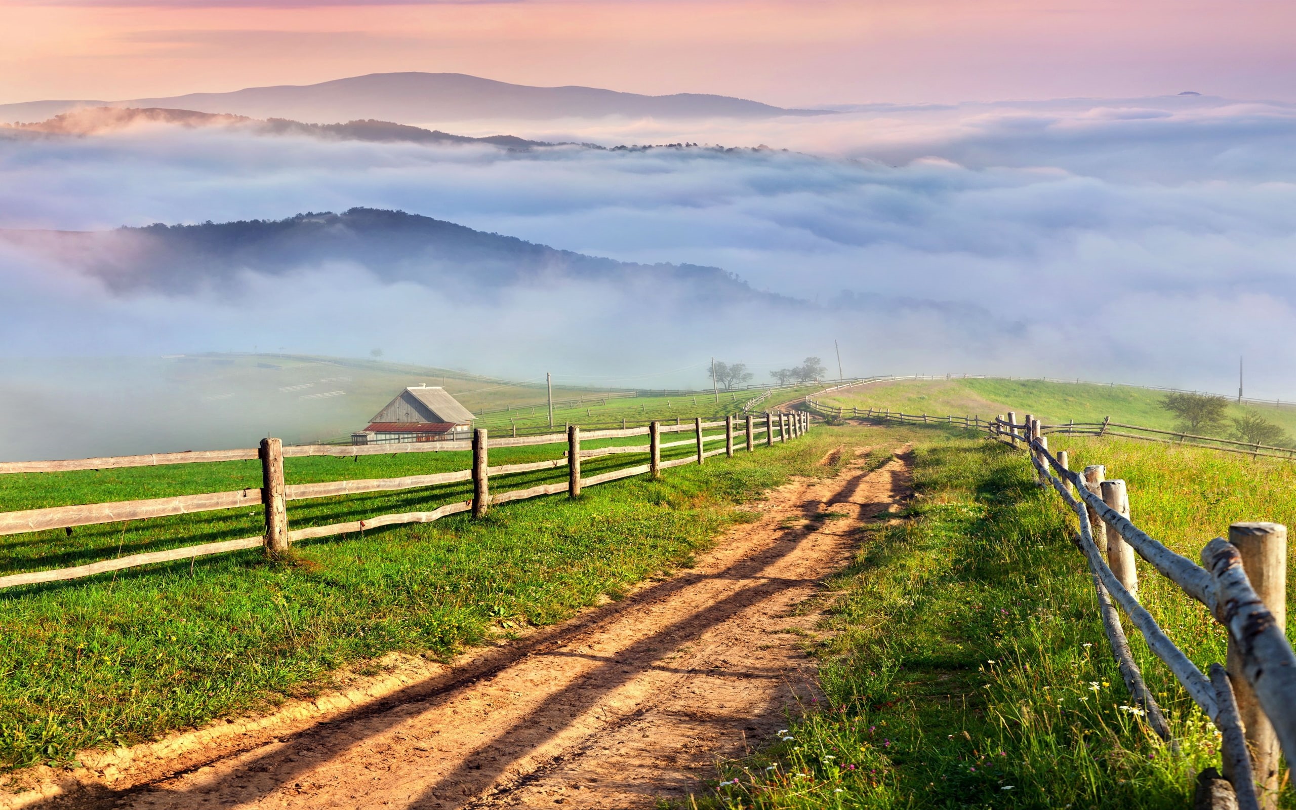 nature, pole, ogrda, background, 2K, road, country, wooden, hd, HD Wallpaper