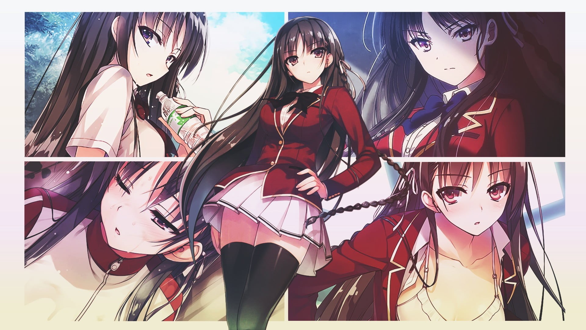 transfer print, Youkoso Jitsuryoku Shijou Shugi no Kyoushitsu e, front view, people, females, adult, clothing, anime girls, real people, standing, auto post production filter, HD Wallpaper