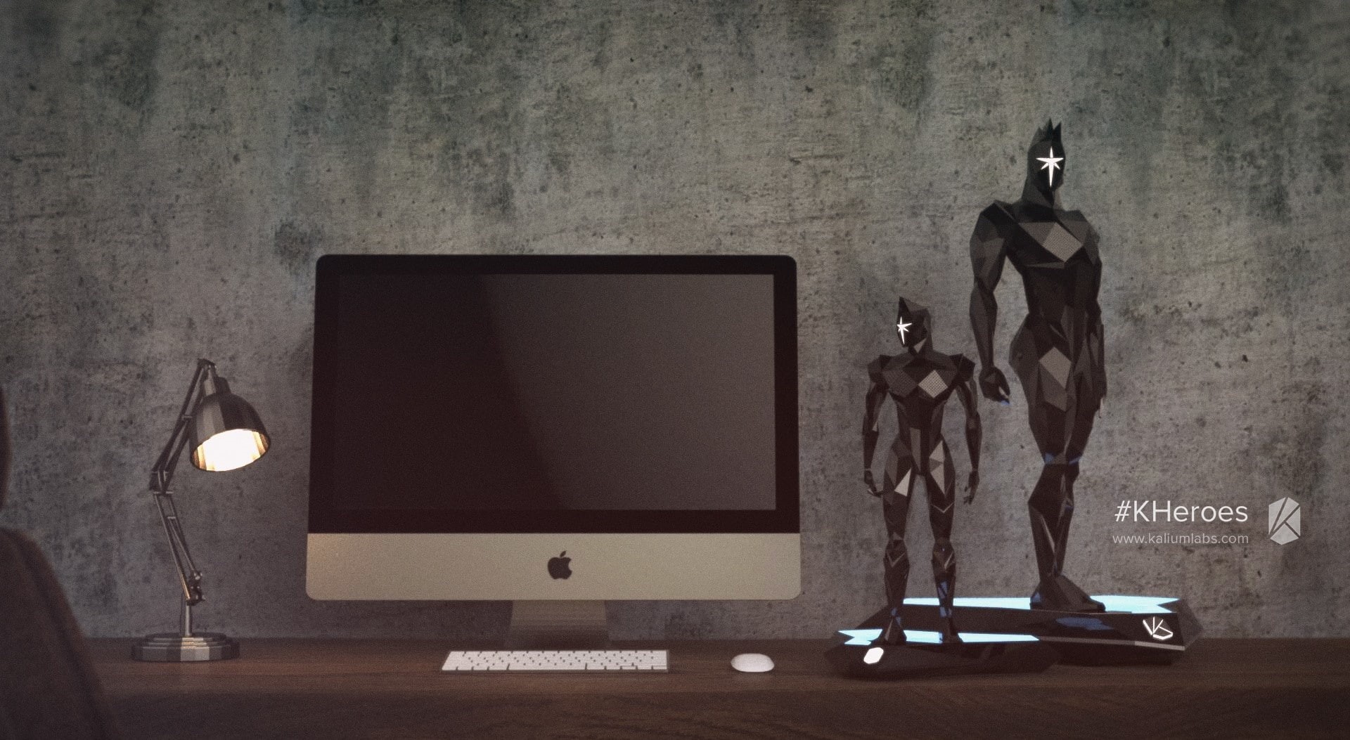 1080P, wall - building feature, computer, imac, kehn`wa, representation, Hardware, table, figurine, male likeness, technology, wall, real, kh`ay, kaliumlabs, HD Wallpaper