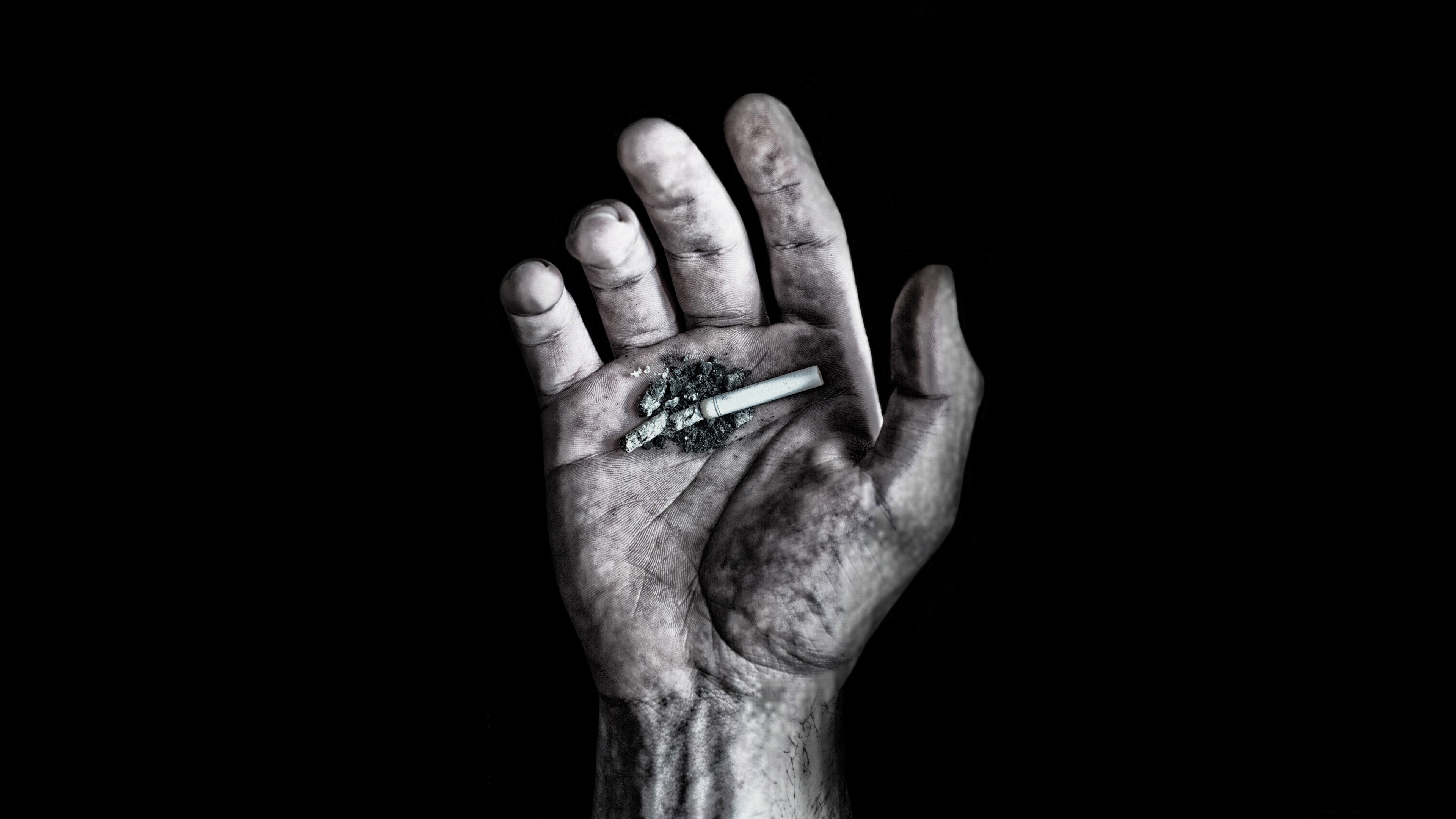 human body part, indoors, unrecognizable person, adult, studio shot, jewelry, cigarettes, cigarette, minimalism, stick, black background, close-up, white, HD Wallpaper