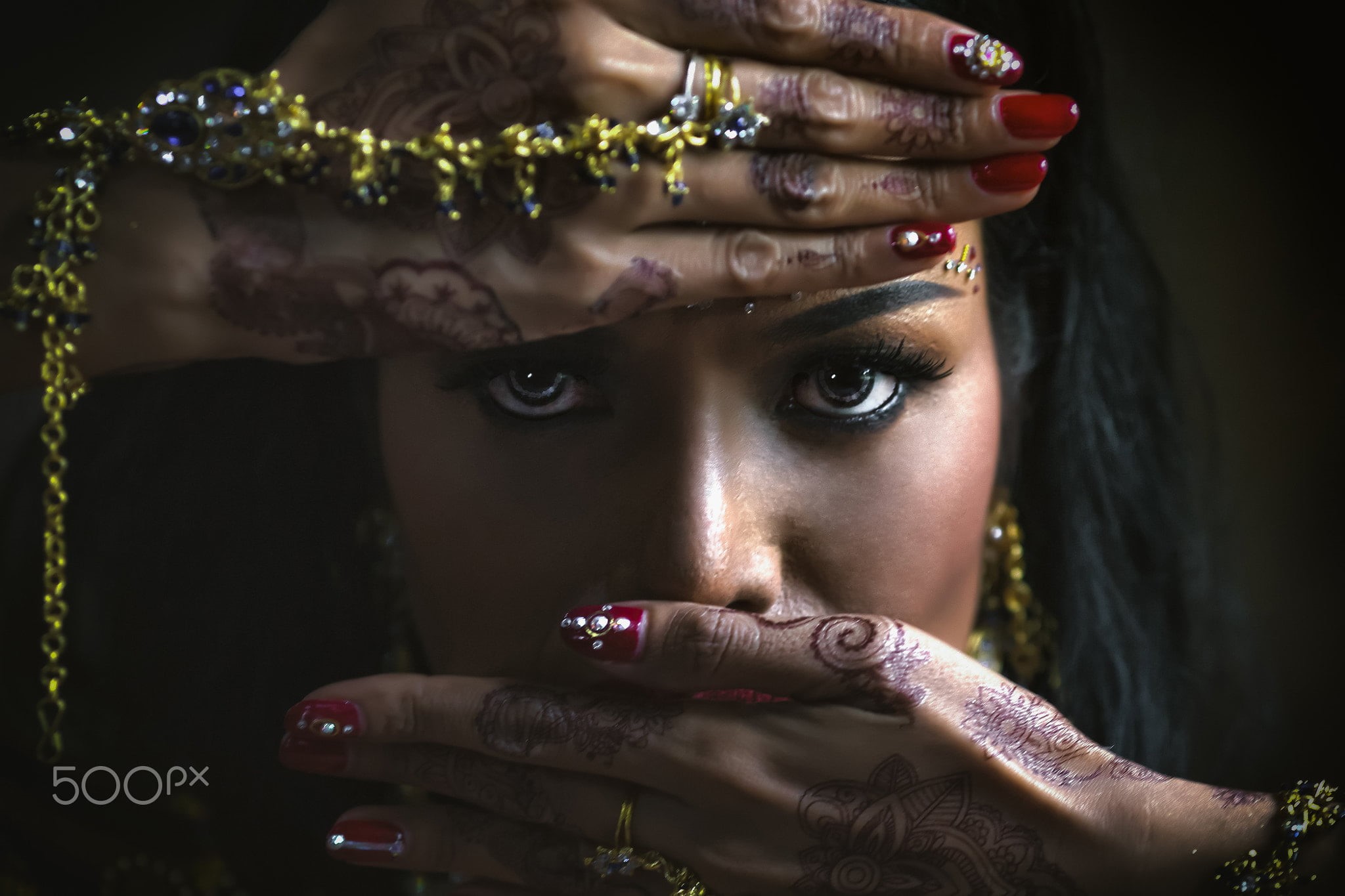 make-up, 500px, one person, 1080P, close-up, paint, portrait, adult, real people, fashion, fantasy girl, hand, front view, ring, women, beauty, jewelry, HD Wallpaper