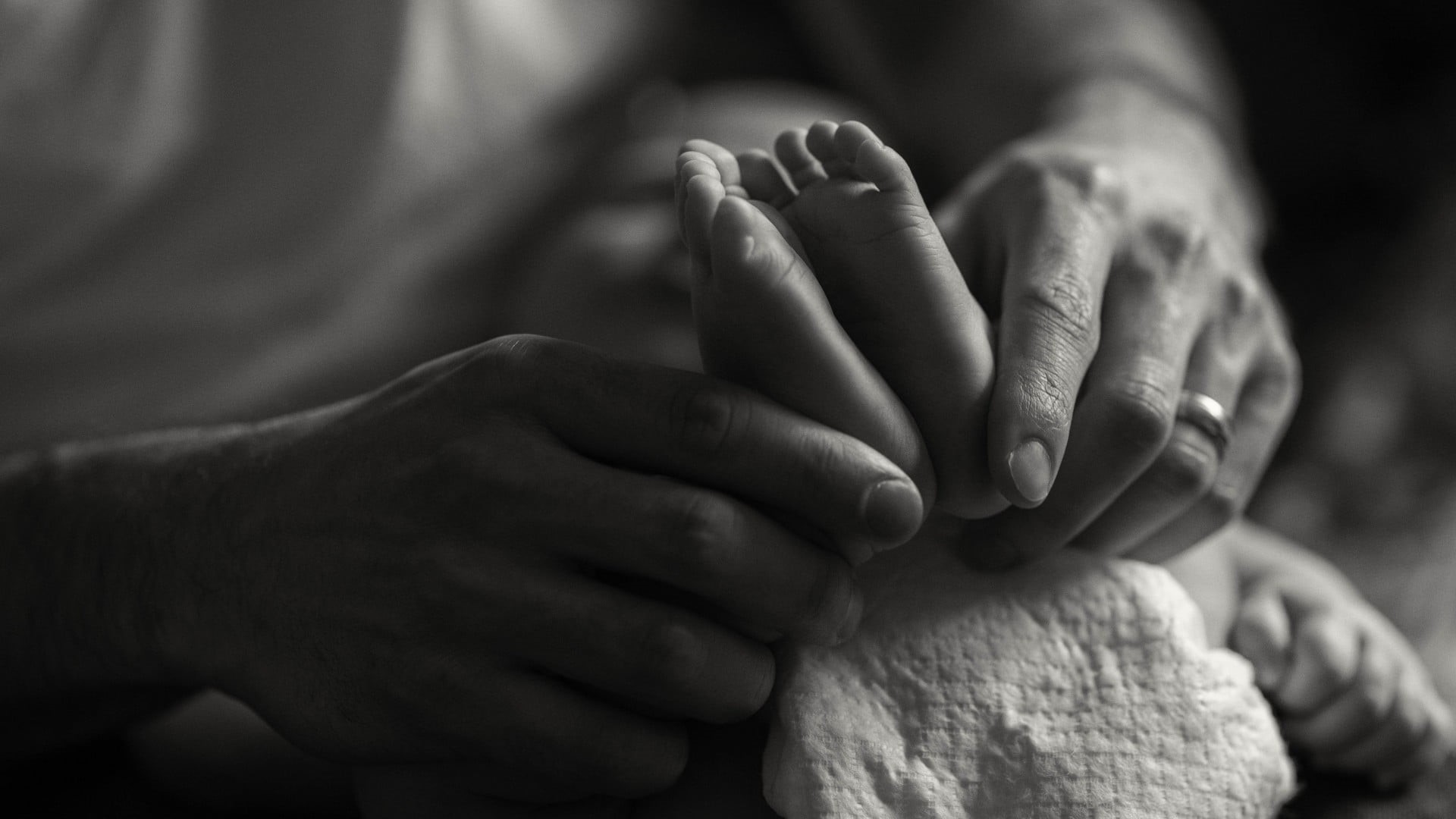human finger, textile, baby, positive emotion, body part, togetherness, females, care, human limb, jewelry, family, monochrome, human body part, ring, child, HD Wallpaper