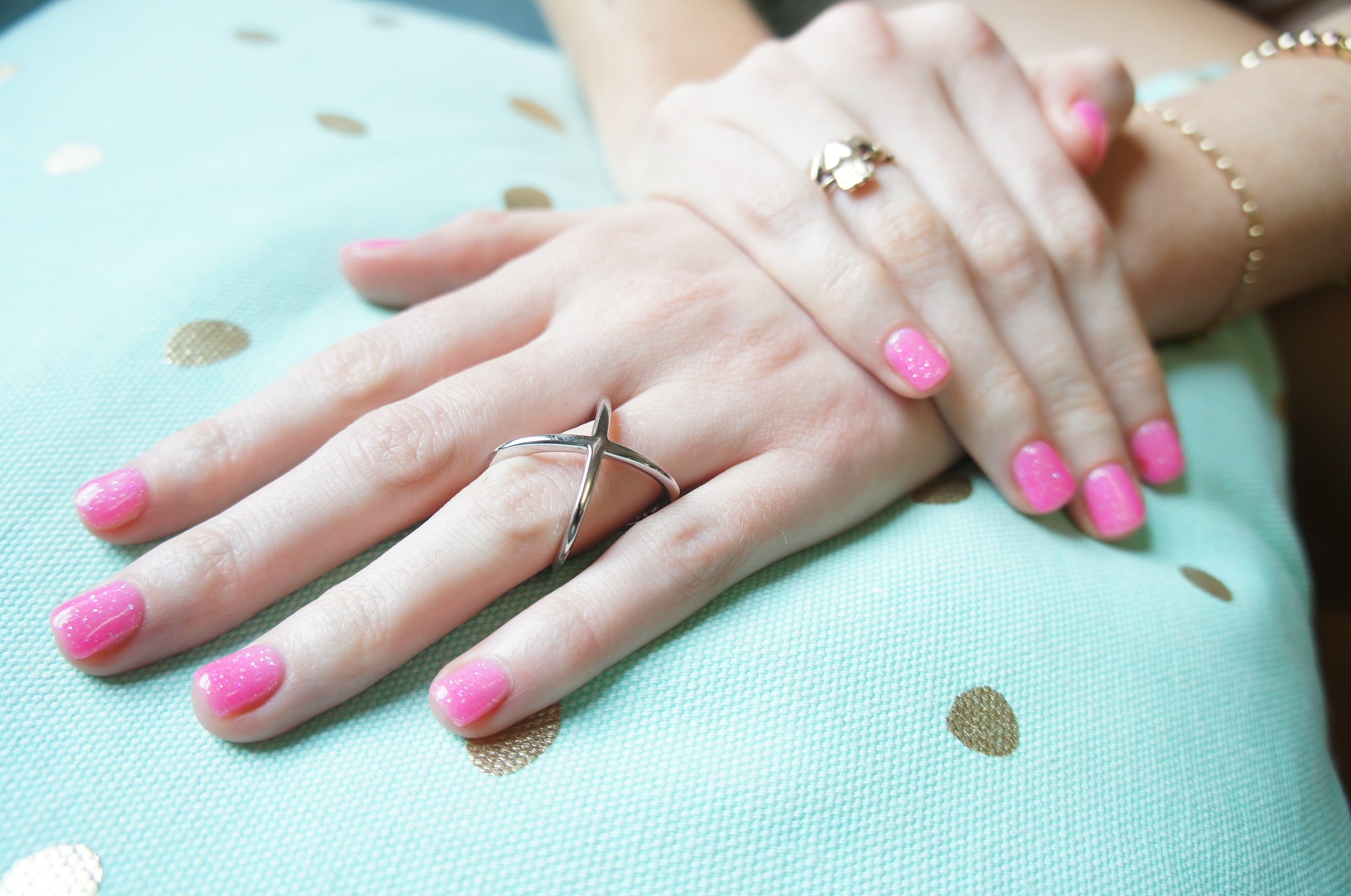 close-up, pink nail polish, human finger, person, turquoise colored, females, one person, nail Polish, fashion, beauty, adult, beauty Treatment, body part, HD Wallpaper