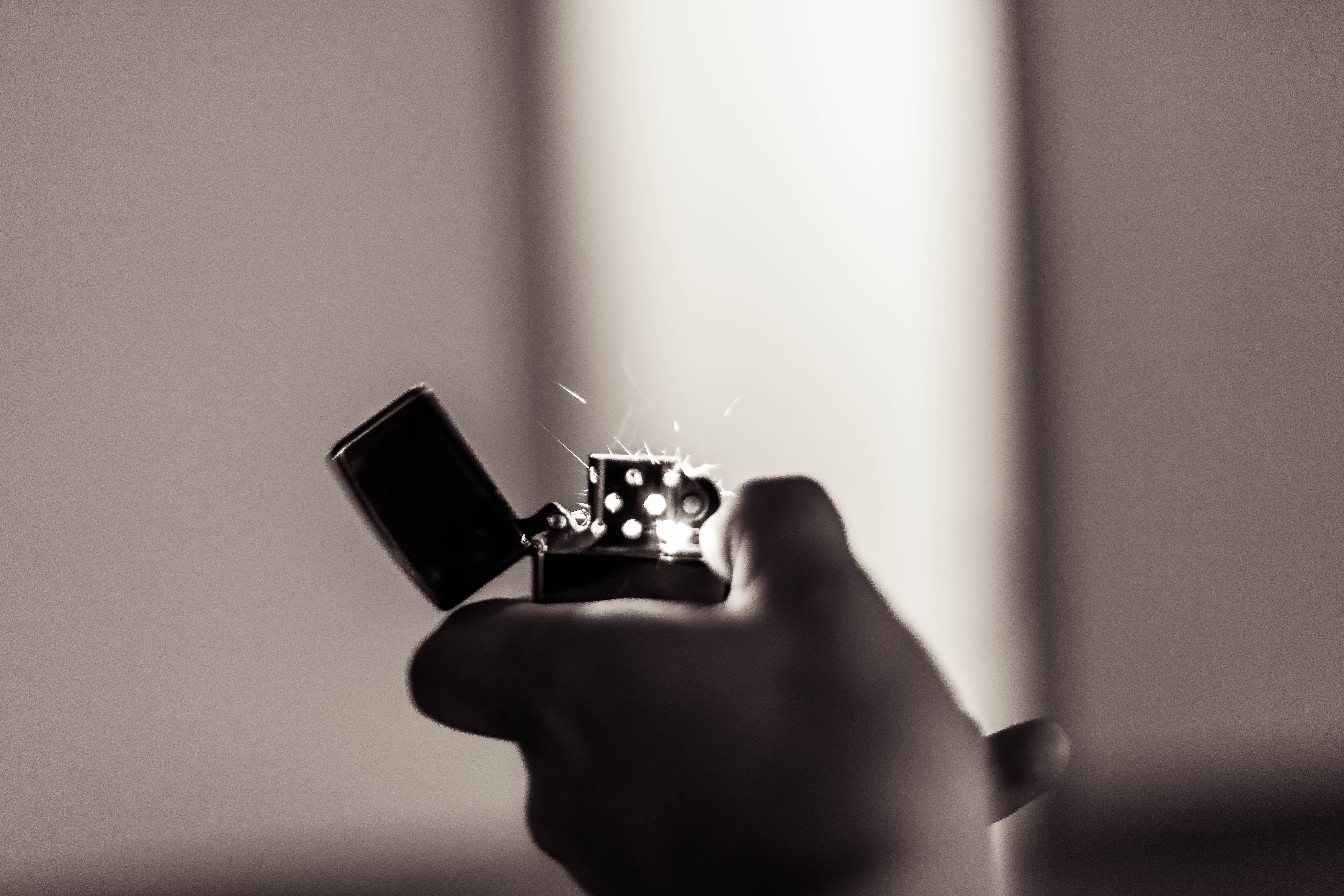 copy space, sparks, motion, lighter, technology, communication, indoors, body part, ring, holding, one person, action, fire, 5K, engagement ring, jewelry, HD Wallpaper