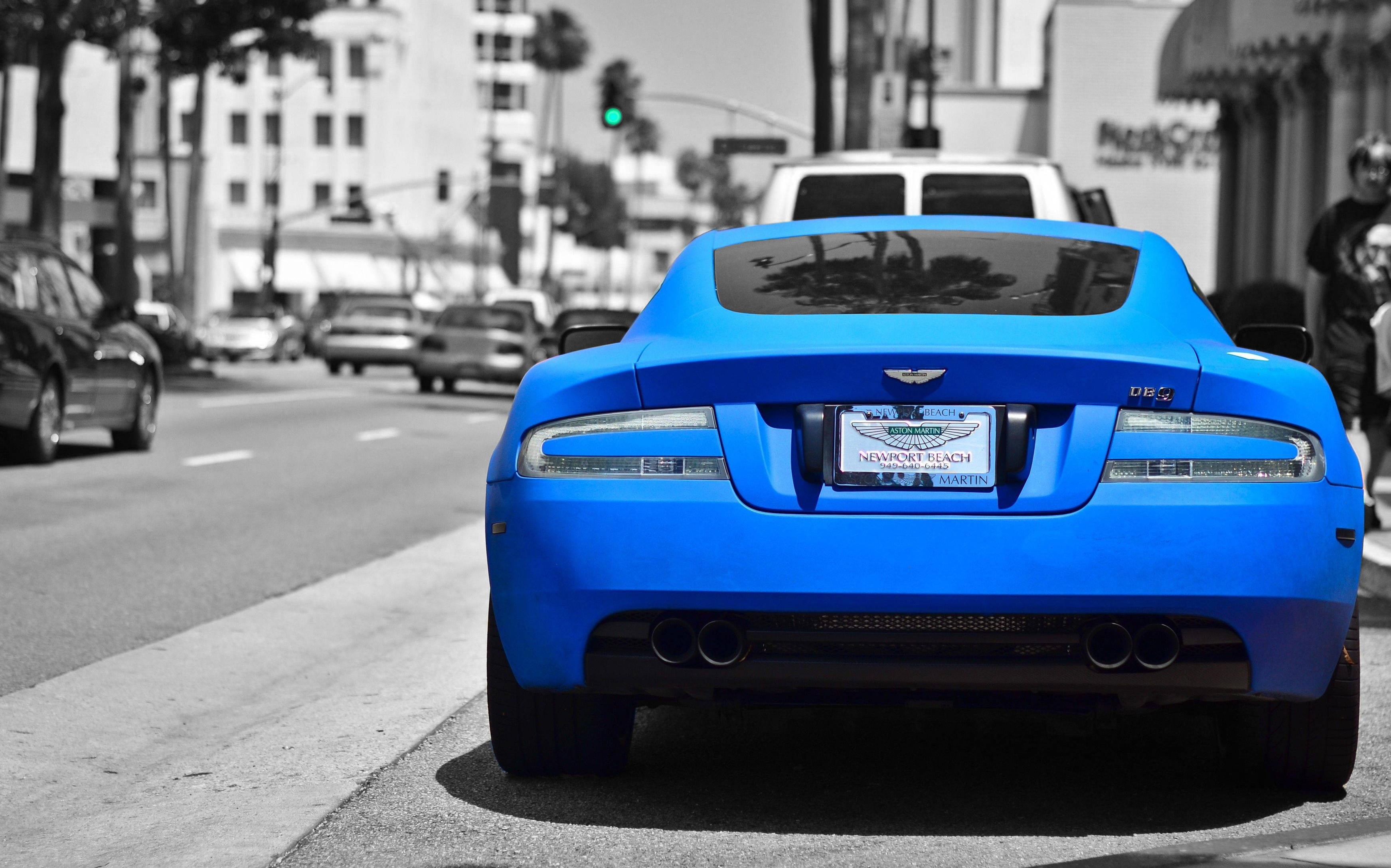 blue cars, day, focus on foreground, stationary, road, blue, mode of transportation, city, selective, close-up, transportation, car, Photoshop, sports, HD Wallpaper