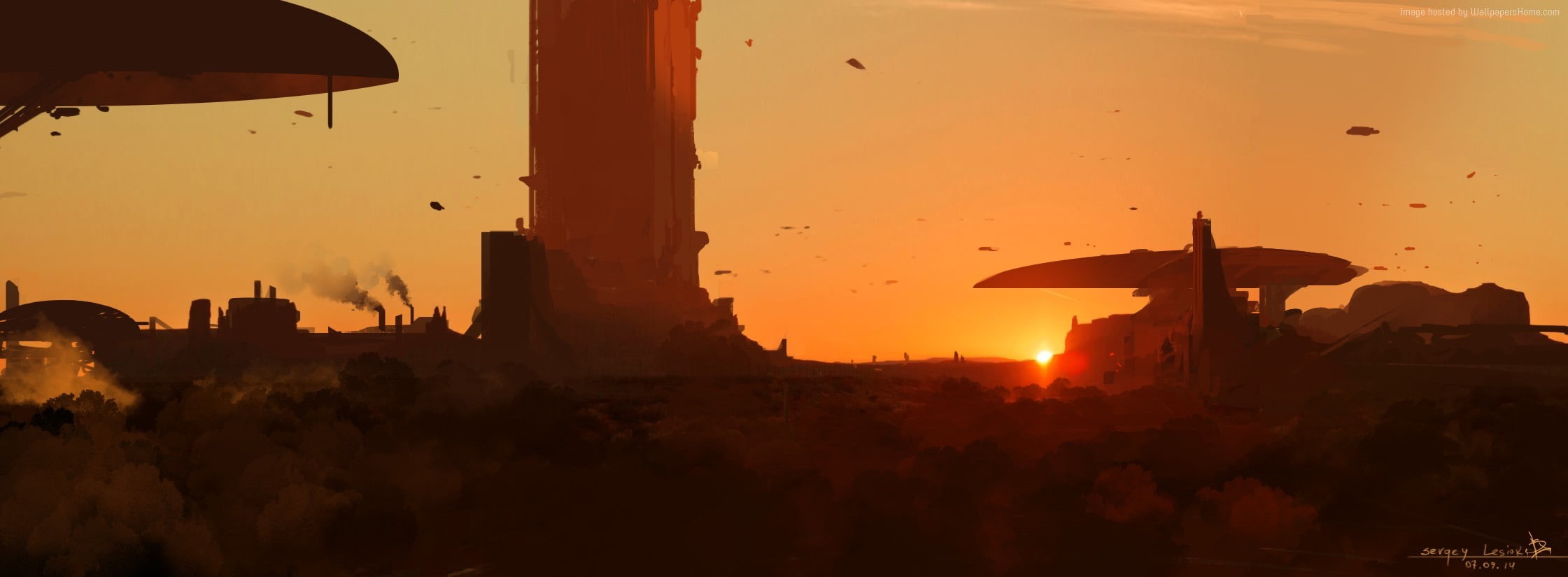 art, sunset, 4k, 1080P, matte painting, HD Wallpaper