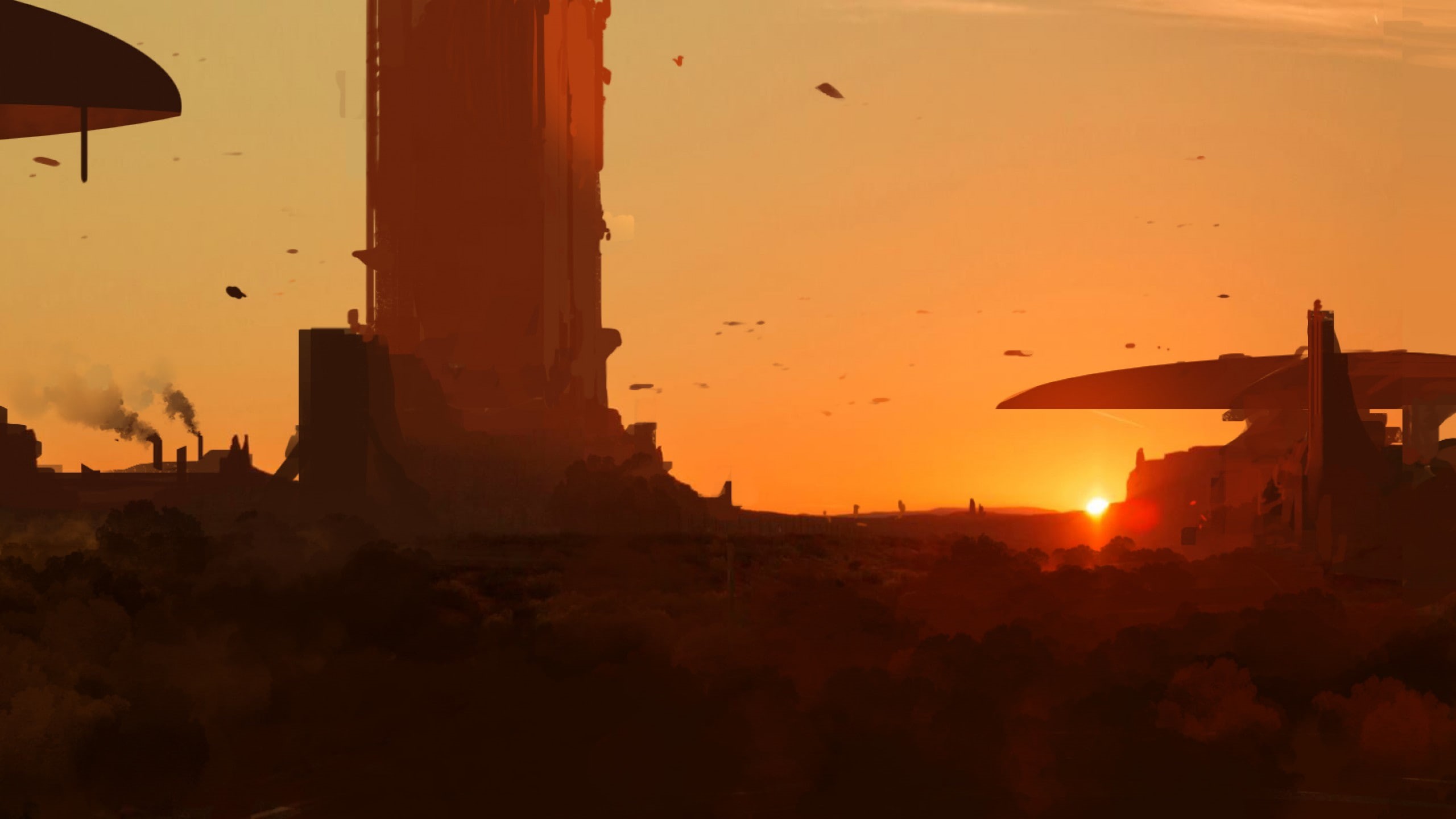 sunset, art, 2K, 4k, matte painting, HD Wallpaper