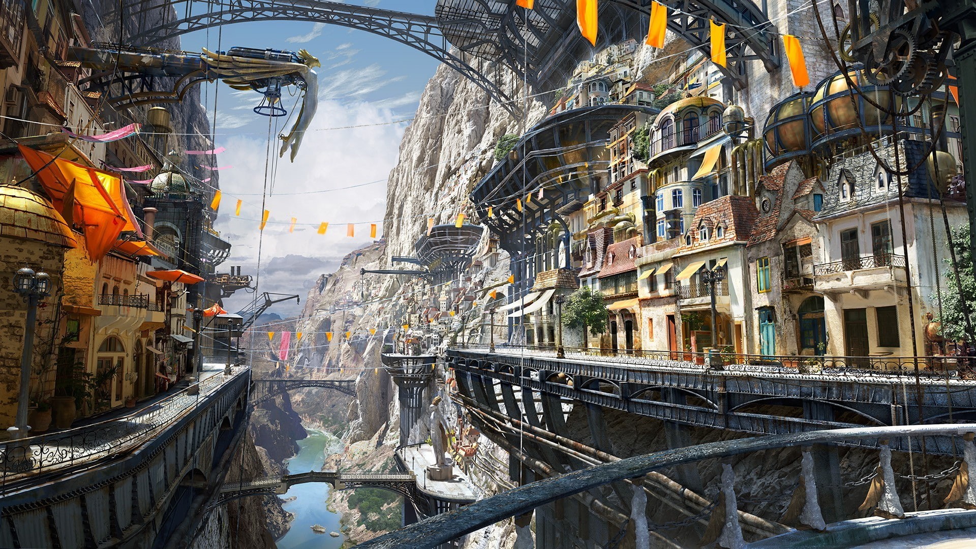 digital art, 1080P, city, Matte Painting, HD Wallpaper