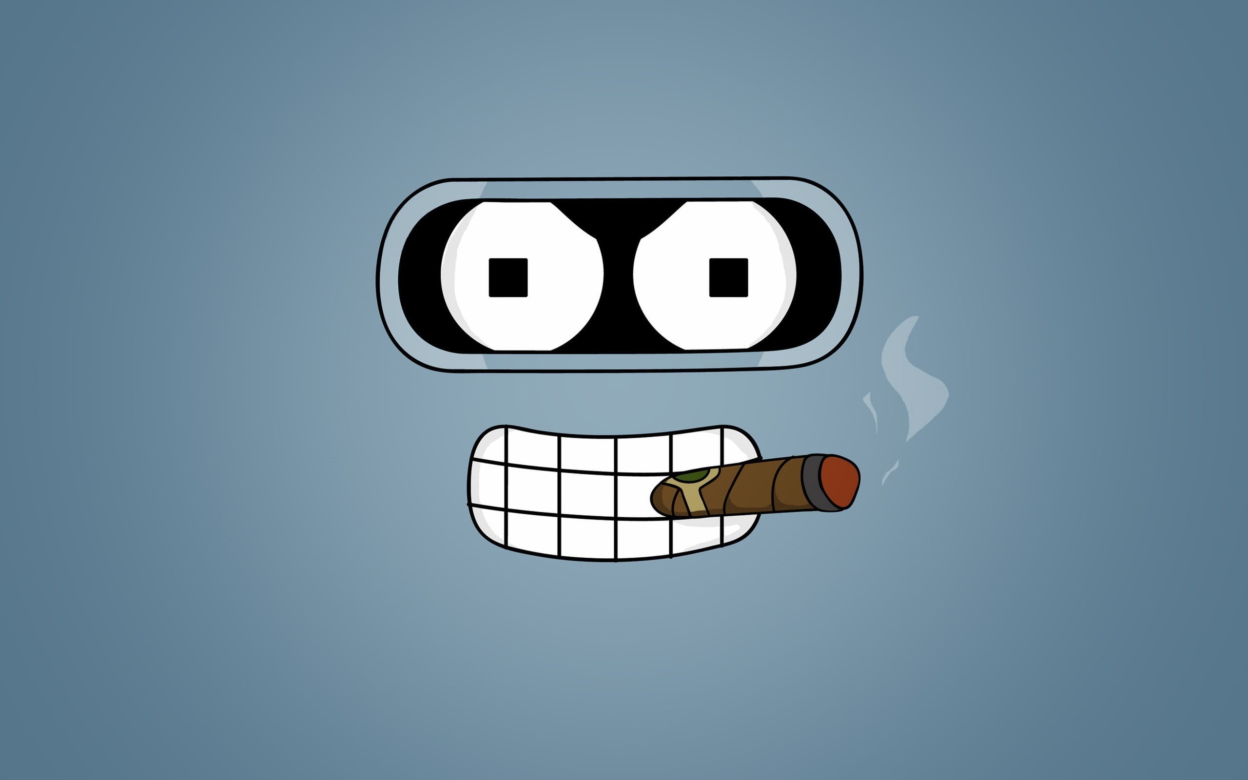 copy space, studio shot, blue background, close-up, smoking, indoors, cut out, representation, 2K, single object, sky, gray background, Futurama, HD Wallpaper