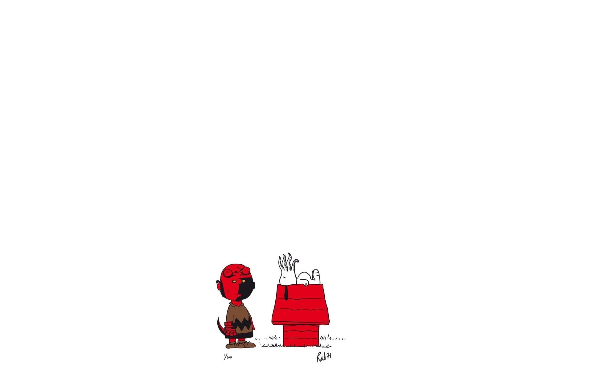 day, gray, Hellboy, santa claus, minimalism, protection, celebration, beside, Cthulhu, low angle view, Peanuts (comic), cut out, copy space, red, communication, HD Wallpaper