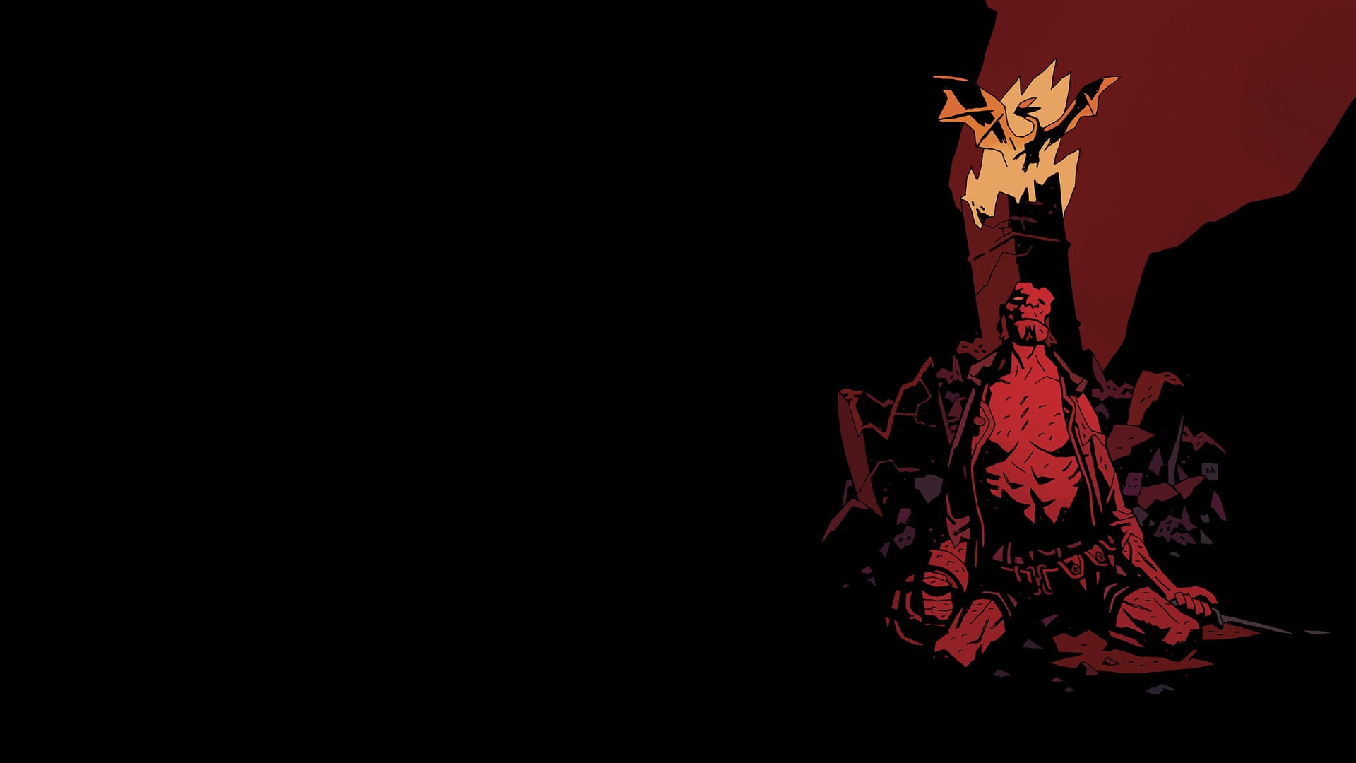cartoon/comic, 1080P, hellboy, black, hd, HD Wallpaper