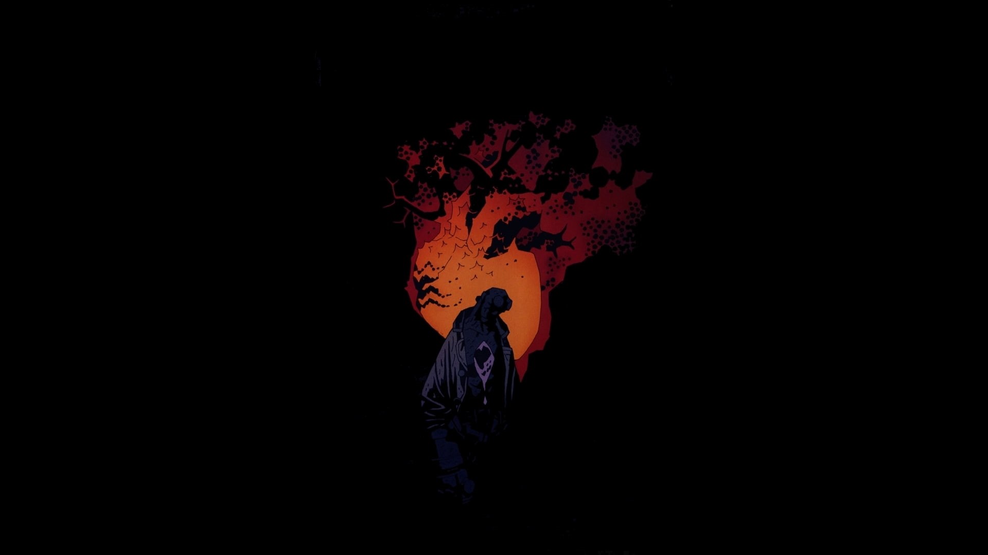 cartoon/comic, black, heart, hellboy, hd, 1080P, HD Wallpaper