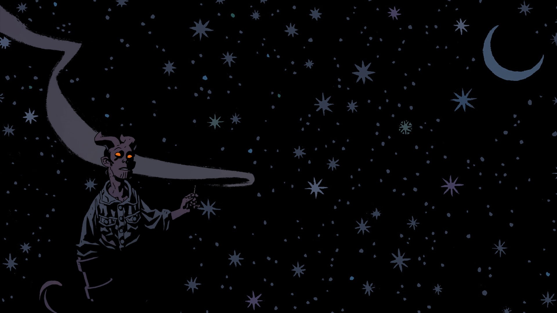 stars, hellboy, hd, black, 1080P, cartoon/comic, HD Wallpaper