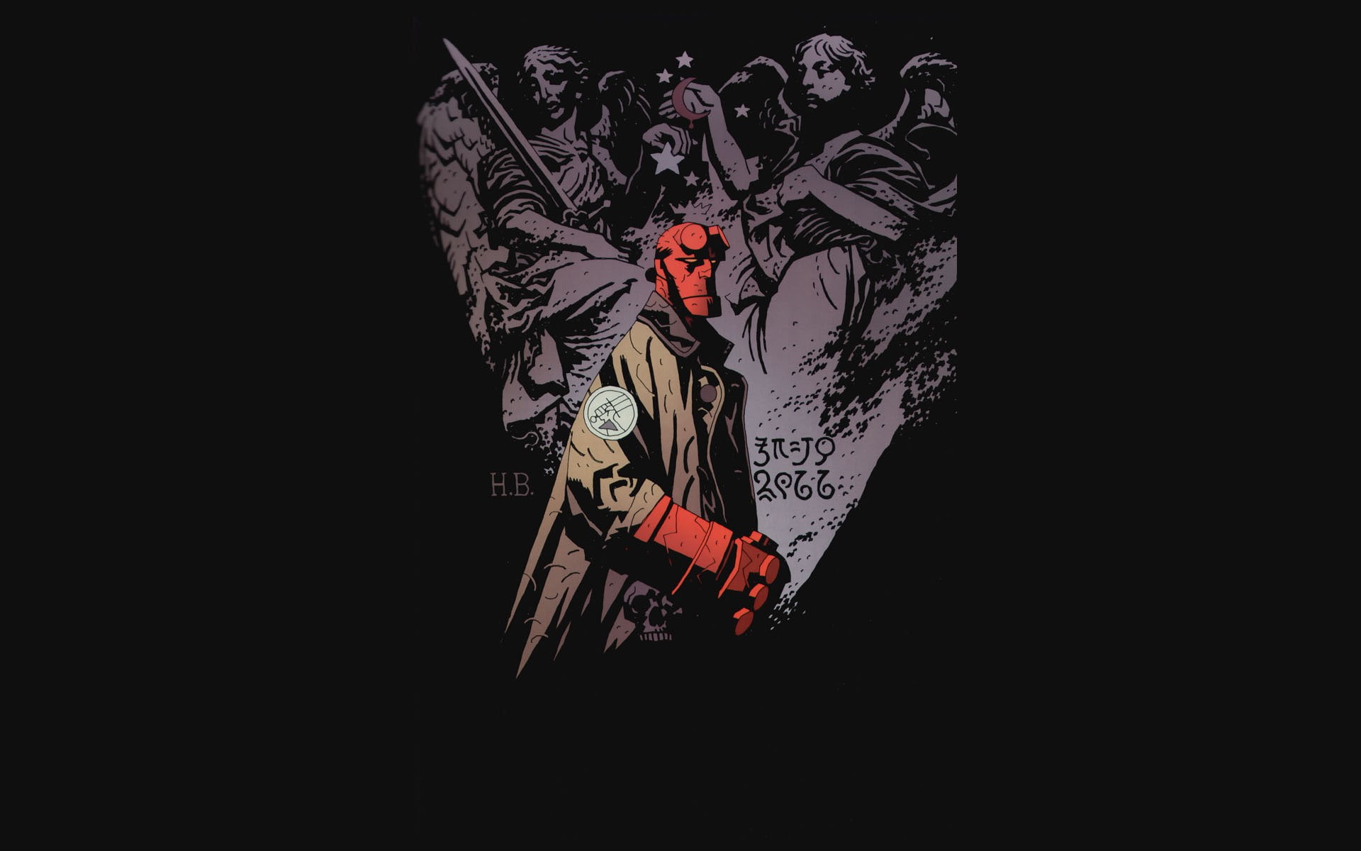 cartoon/comic, black, hd, hellboy, 1080P, HD Wallpaper