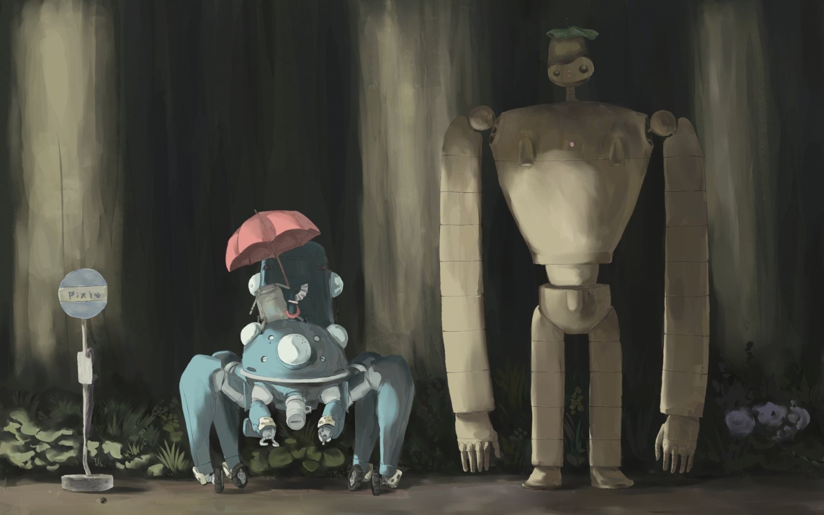the, robots, shell, totoro, hd, in, ghost, 720P, digital/artwork, drawing, tachikoma, HD Wallpaper