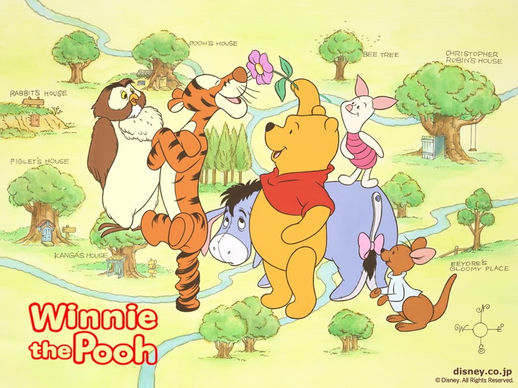 alice, entertainment, hd, bambi, daisy, art, clara, Chip, pooh, disney, map, friends, 480P, winnie, dale, HD Wallpaper