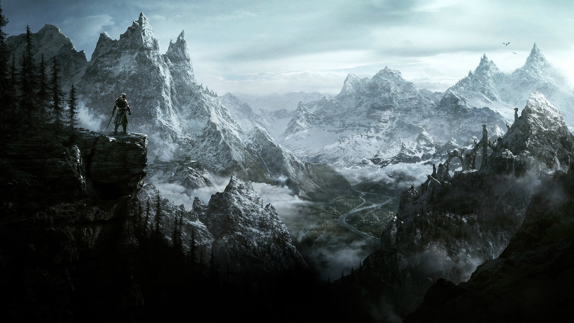 the elder scrolls v skyrim video games dovakhiin mountain tamriel, mountain range, outdoors, rock - object, land, beauty in nature, environment, leisure activity, HD Wallpaper