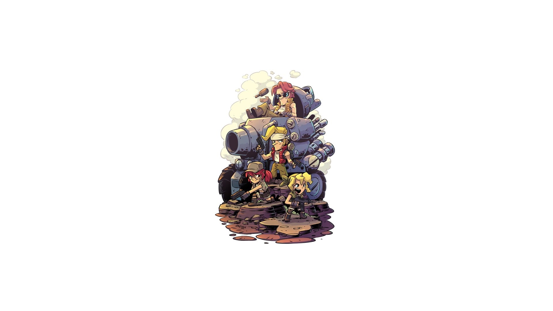 artwork, Derek Laufman, video games, 1080P, simple background, white background, Metal Slug, HD Wallpaper