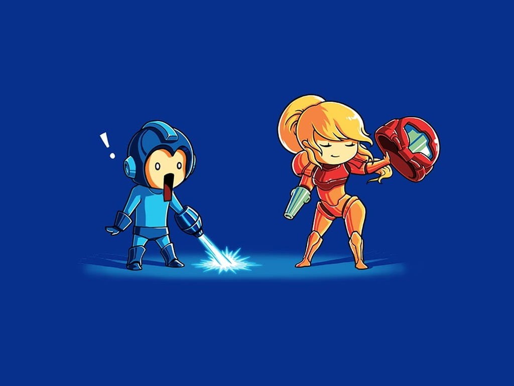 archival, Mega Man, artwork, adult, childhood, sport, humor, people, happiness, holiday, emotion, nature, Samus Aran, fun, strength, illustration, men, HD Wallpaper