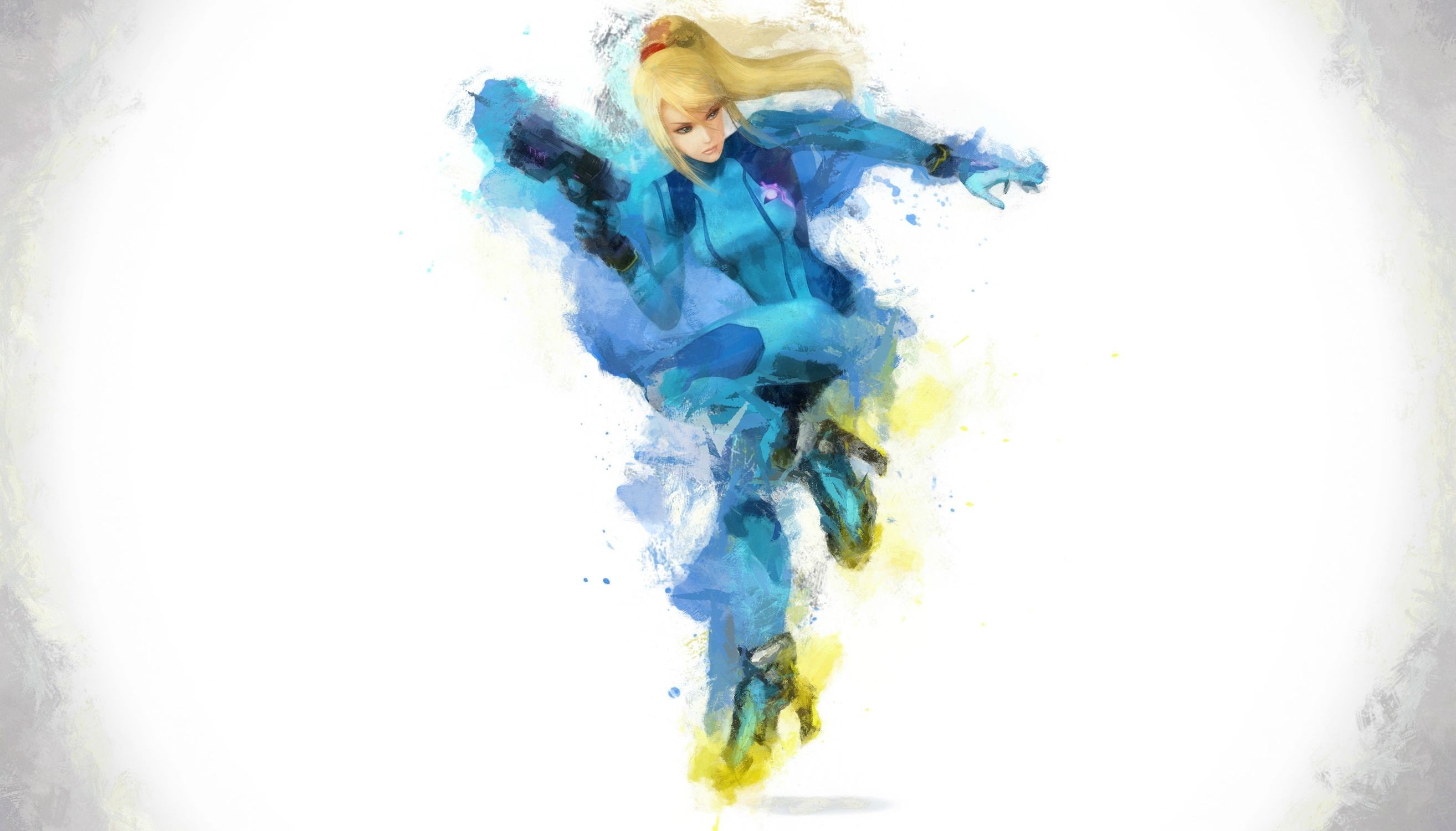simple background, video games, artwork, Super Smash Brothers, Samus Aran, Metroid, 2K, HD Wallpaper