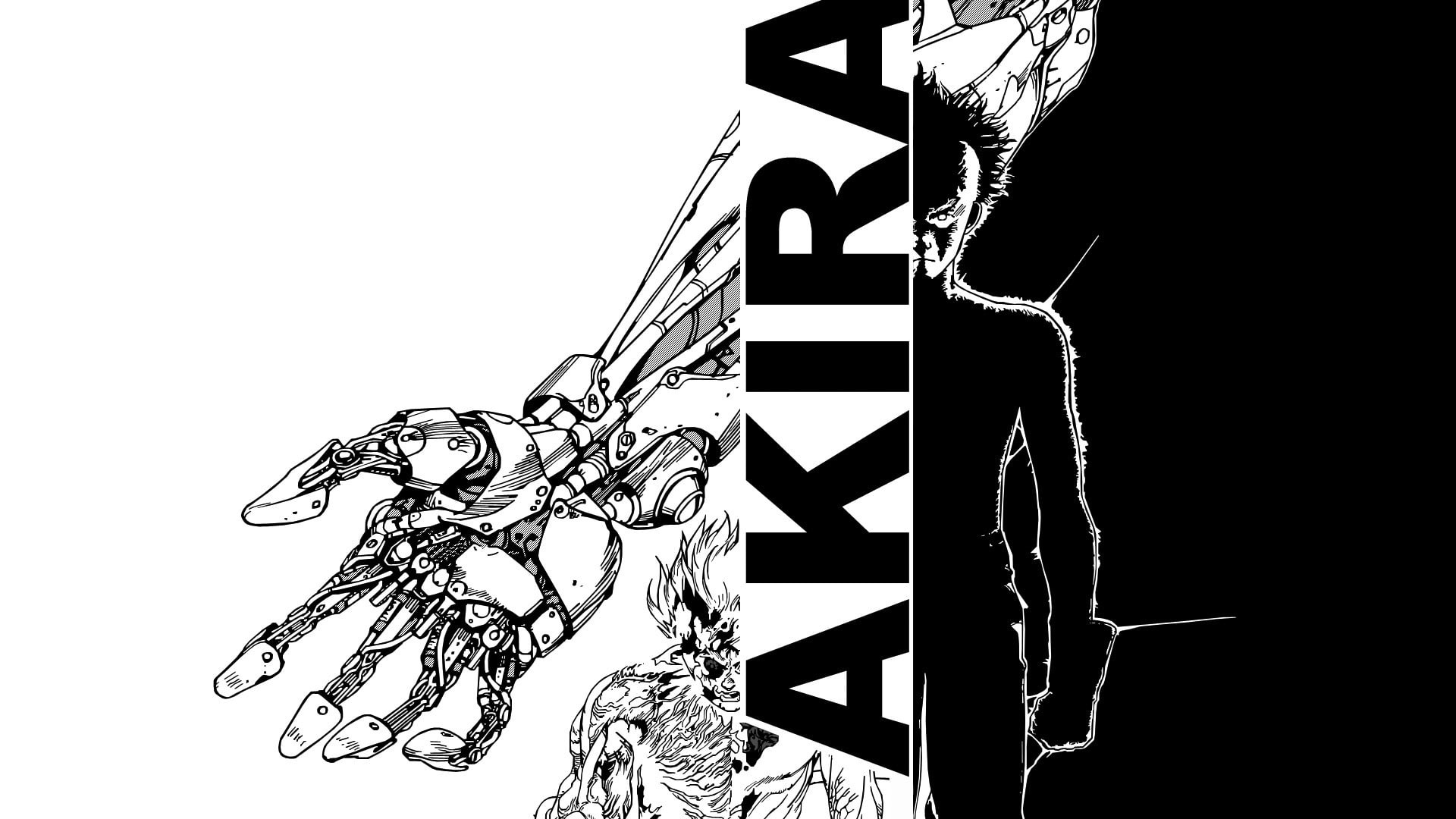 Akira, tetsuo shima, monochrome, anime, 1080P, HD Wallpaper