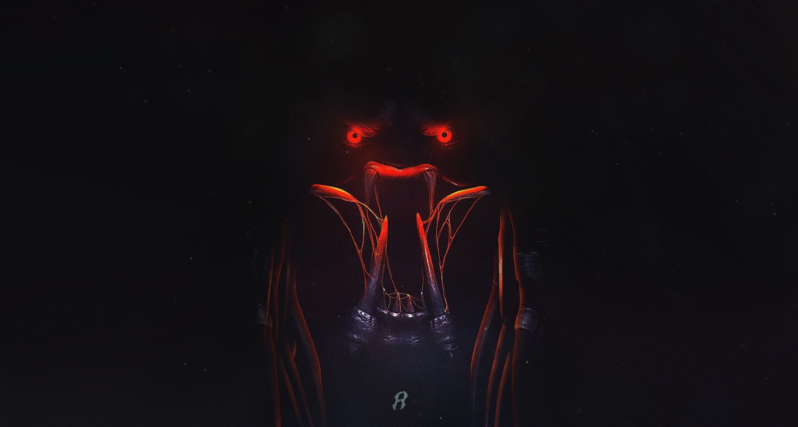 burning, digital composite, dark, motion, 2K, water, studio shot, black background, front view, close-up, clothing, reflection, artwork, nature, predator (creature), HD Wallpaper