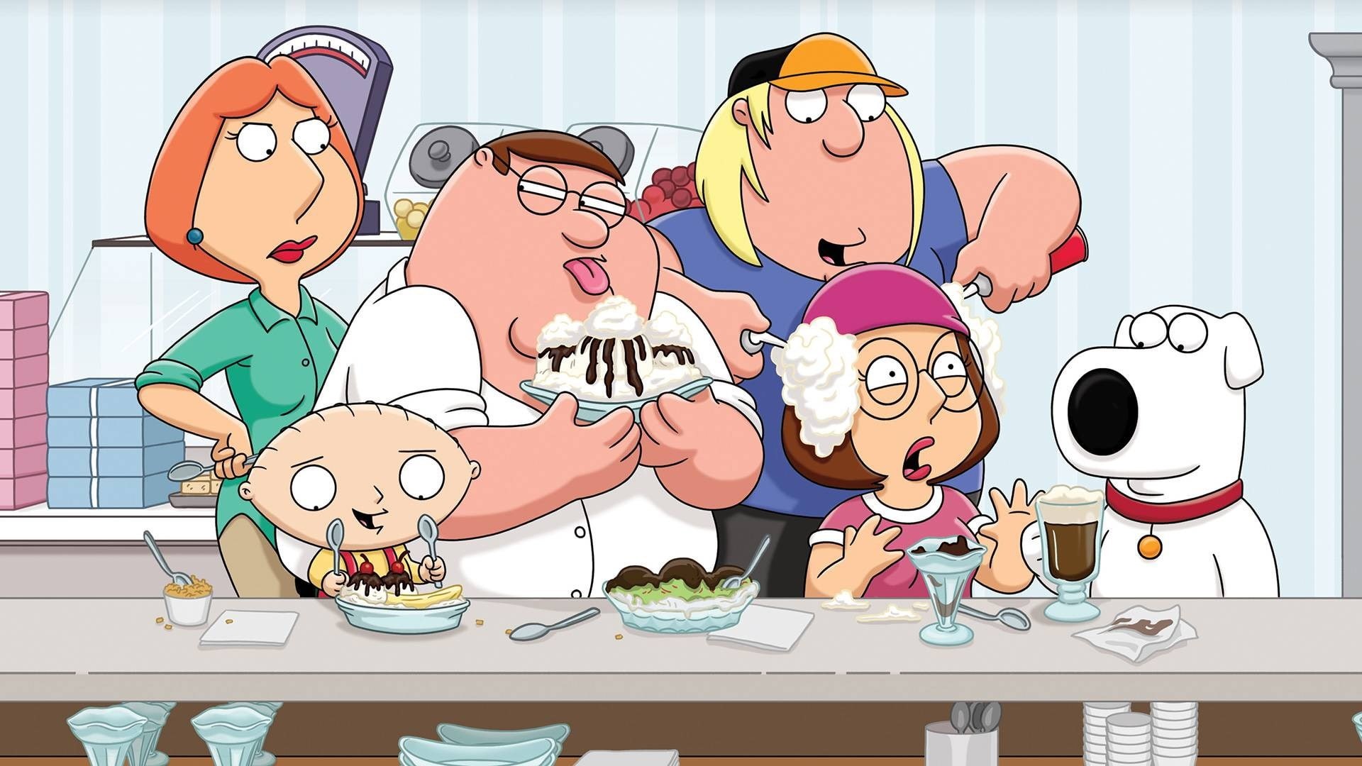 fun, males, family guy images for backgrounds desktop, people, mammal, business, child, indoors, group of people, cooperation, food, occupation, men, emotion, HD Wallpaper
