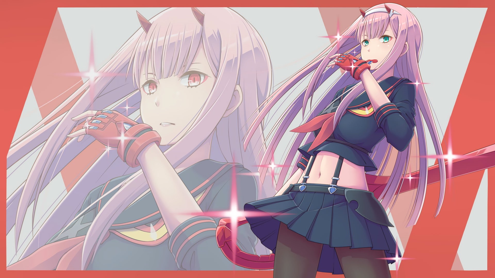 Anime, Zero Two (Darling in the FranXX), Crossover, Darling in the FranXX, 1080P, Kill La Kill, HD Wallpaper
