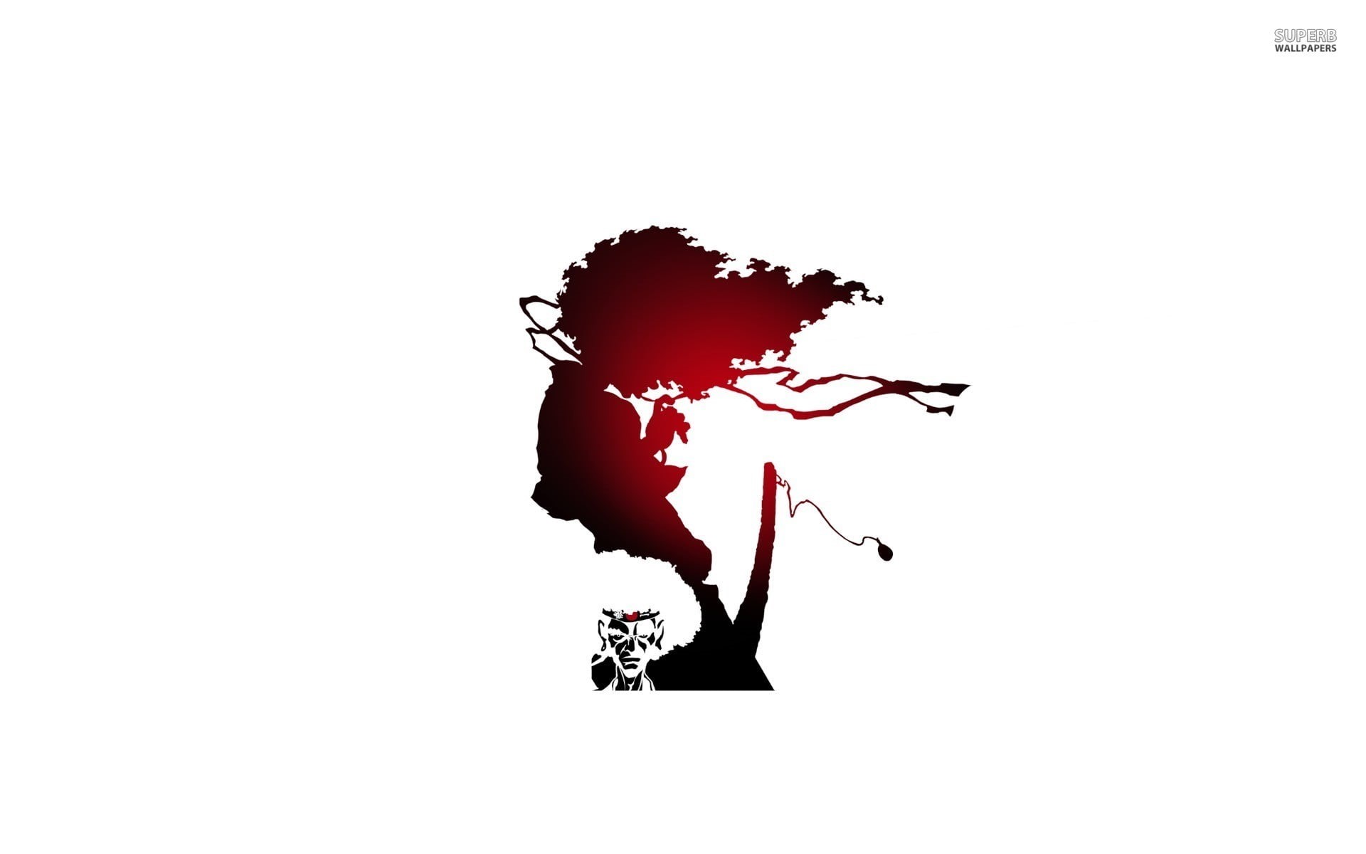 young adult, silhouette, logo, cut out, lifestyles, full length, copy space, black, creativity, anime, motion, Afro Samurai, vitality, studio shot, 1080P, HD Wallpaper