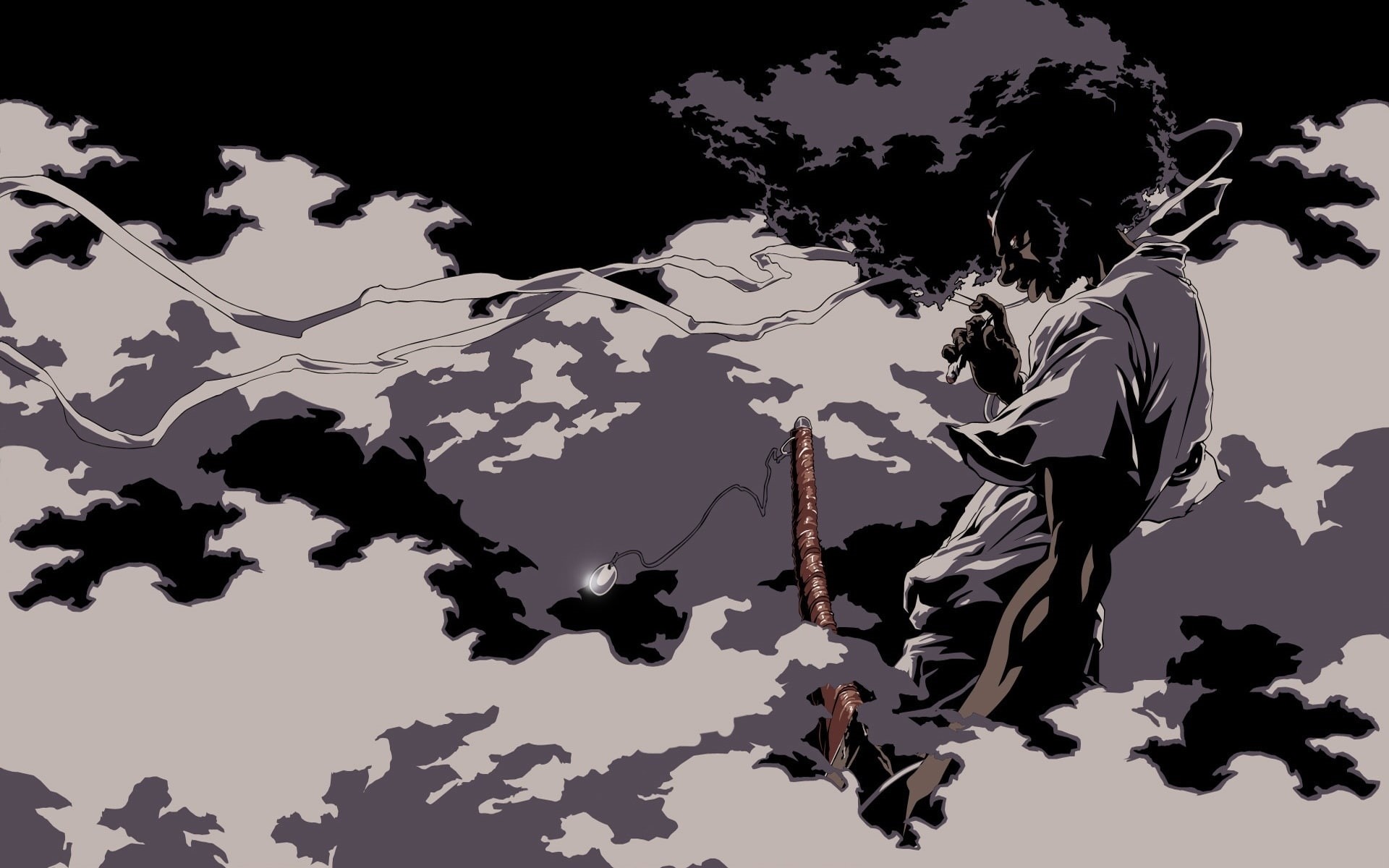 foggy, 1080P, afro, samurai, HD Wallpaper