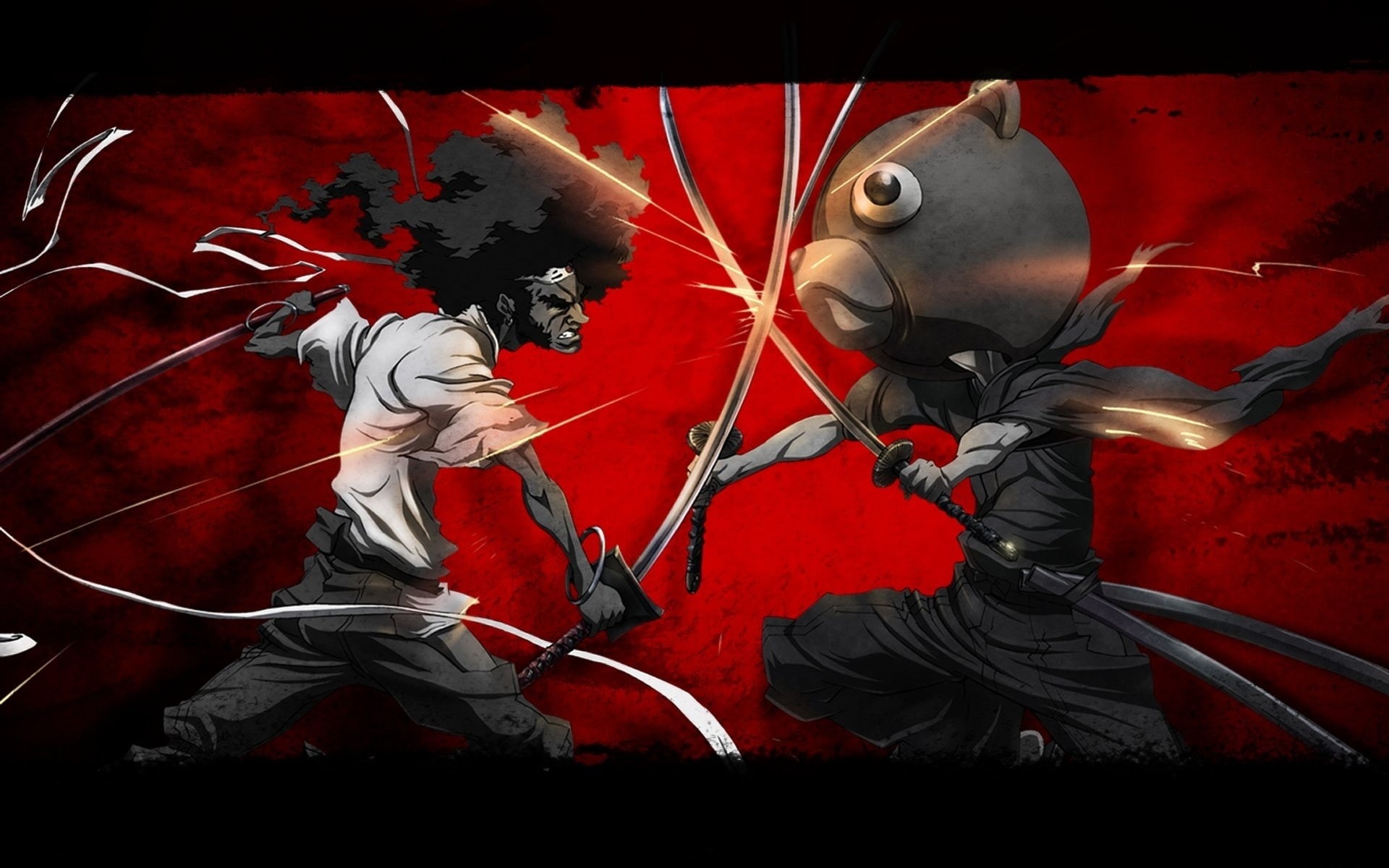 vs, afro, samurai, kuma, 1080P, HD Wallpaper
