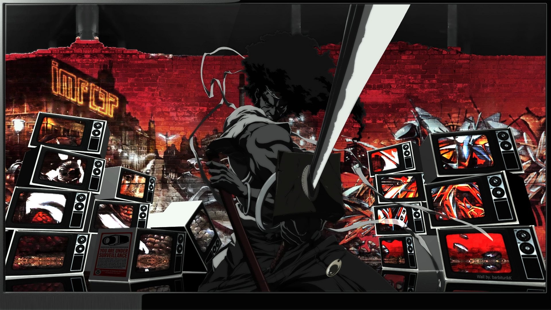 communication, mode of transportation, representation, Anime, art and craft, no people, photography themes, Afro Samurai, large group of objects, chaos, HD Wallpaper