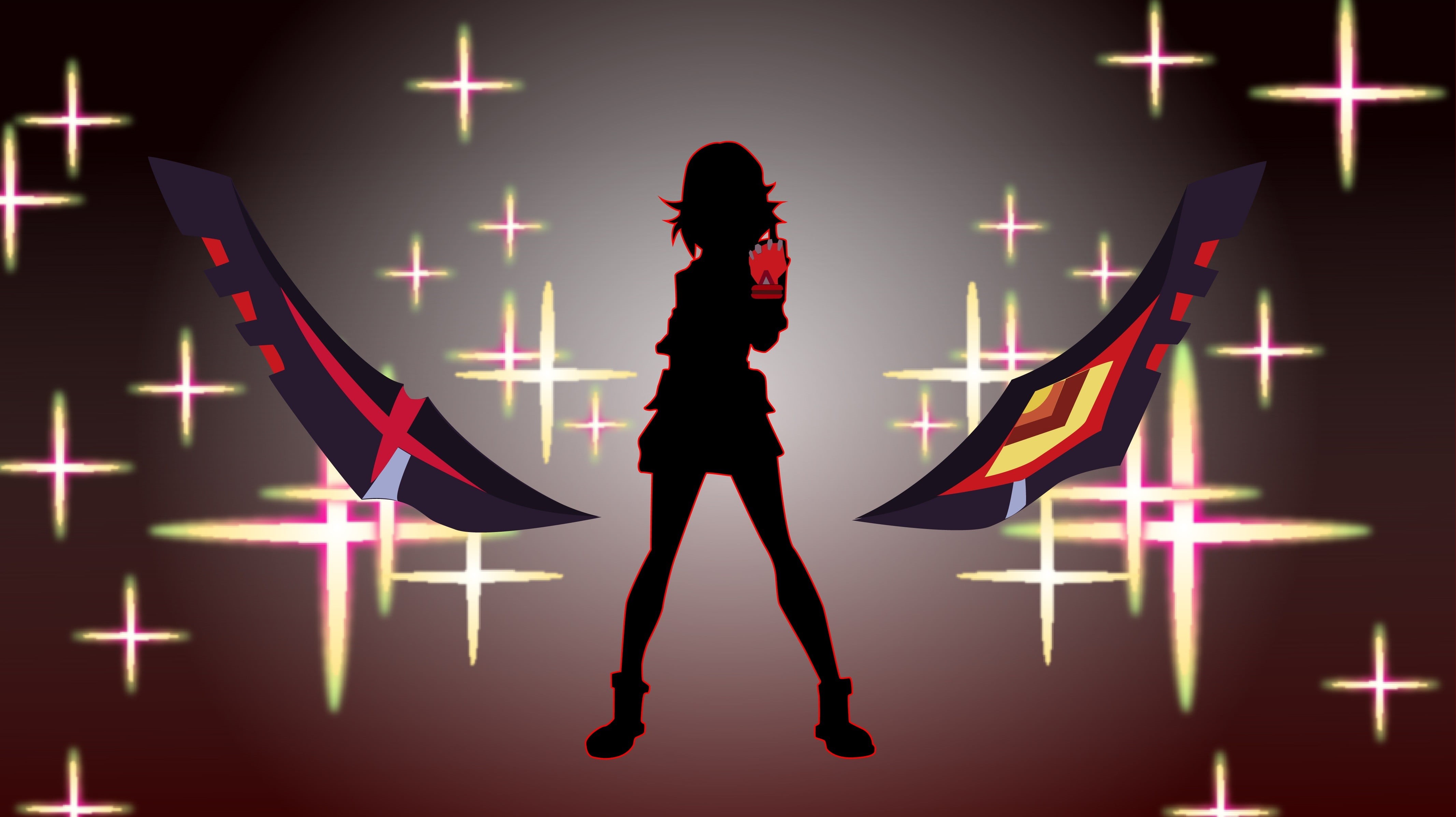 digital composite, black background, glowing, illuminated, studio shot, lifestyles, standing, Kill la Kill, lighting equipment, young adult, adult, full length, HD Wallpaper