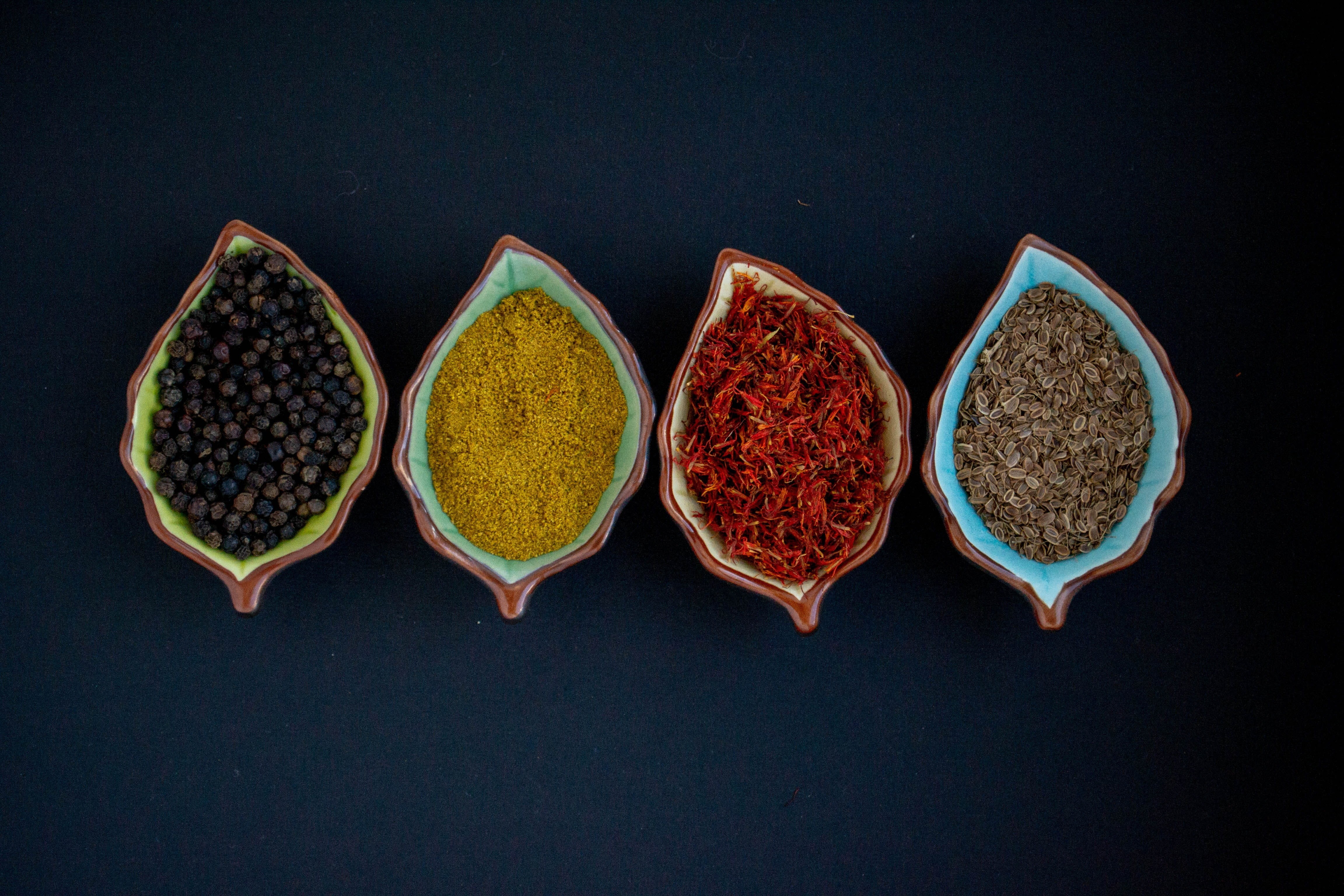 still life, spice, pepper, multi colored, wellbeing, food and drink, indian, indian food, indoors, seasoning, cardamom, spices, turmeric, red, no people, HD Wallpaper