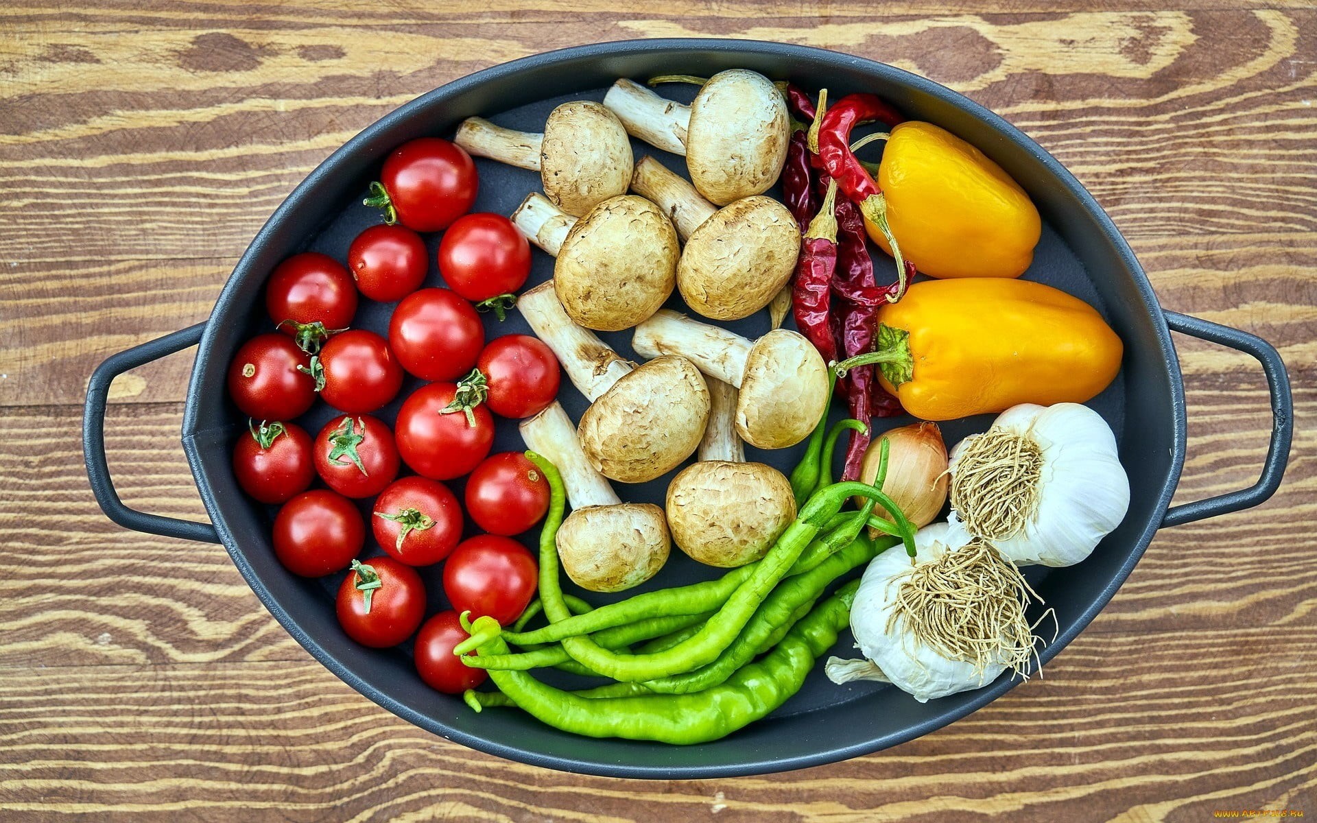 1080P, food, mushroom, vegetables, tomatoes, Paprika (Food), HD Wallpaper