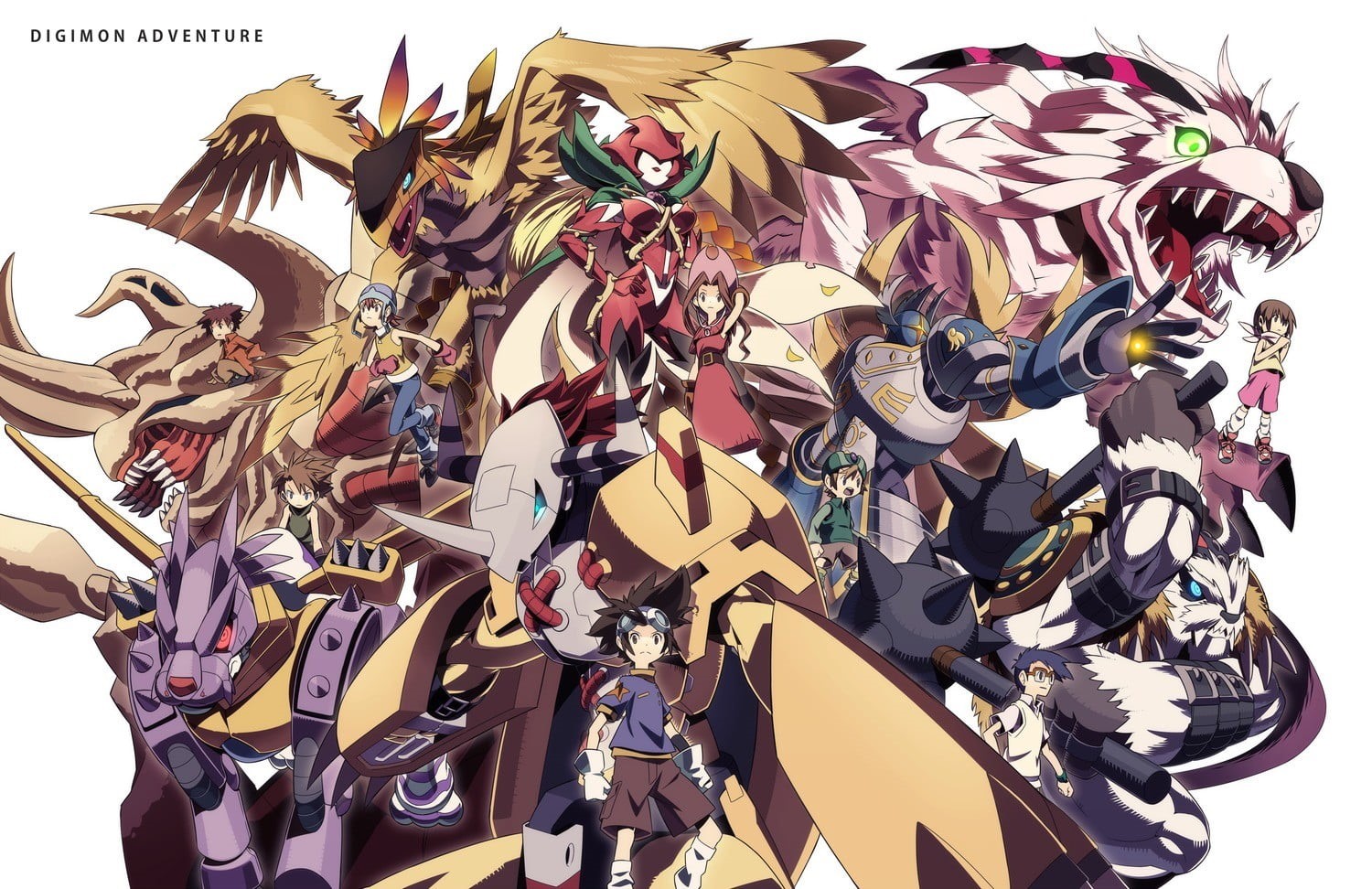 digital, multi colored, white background, still life, Digimon Adventure, close-up, no people, anime, 720P, large group of objects, Digimon, day, choice, HD Wallpaper