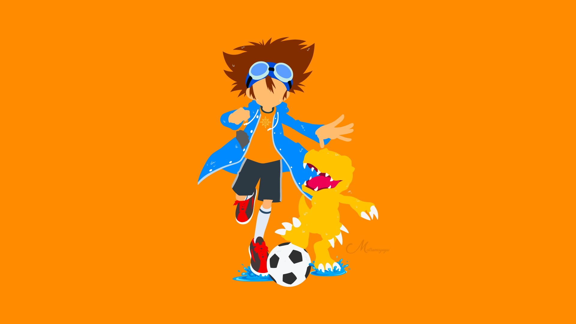 Agumon (Digimon), 1080P, Vector, Minimalist, Taichi Yagami, Digimon, HD Wallpaper