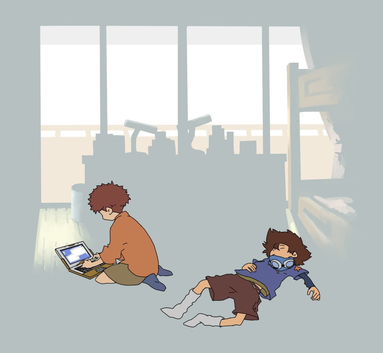 720P, Digimon Adventure, representation, indoors, mammal, window, toy, sky, one person, day, domestic animals, creativity, silhouette, anime, Digimon, HD Wallpaper