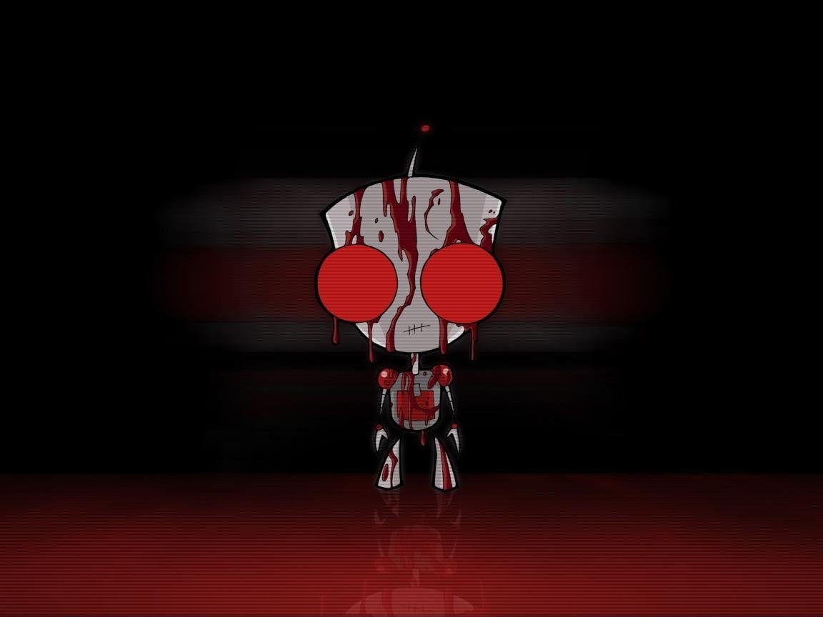 illustration, reflection, indoors, arts culture and entertainment, Gir (Invader Zim), red, black background, close-up, studio shot, TV Show, illuminated, HD Wallpaper