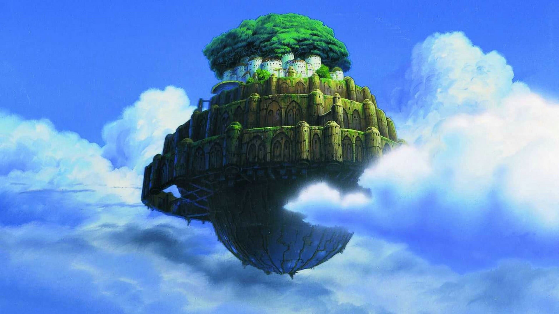  digital composite, building exterior, low angle view, travel, built structure, 1080P, art and craft, digital, building, Castle in the Sky, the past, HD Wallpaper